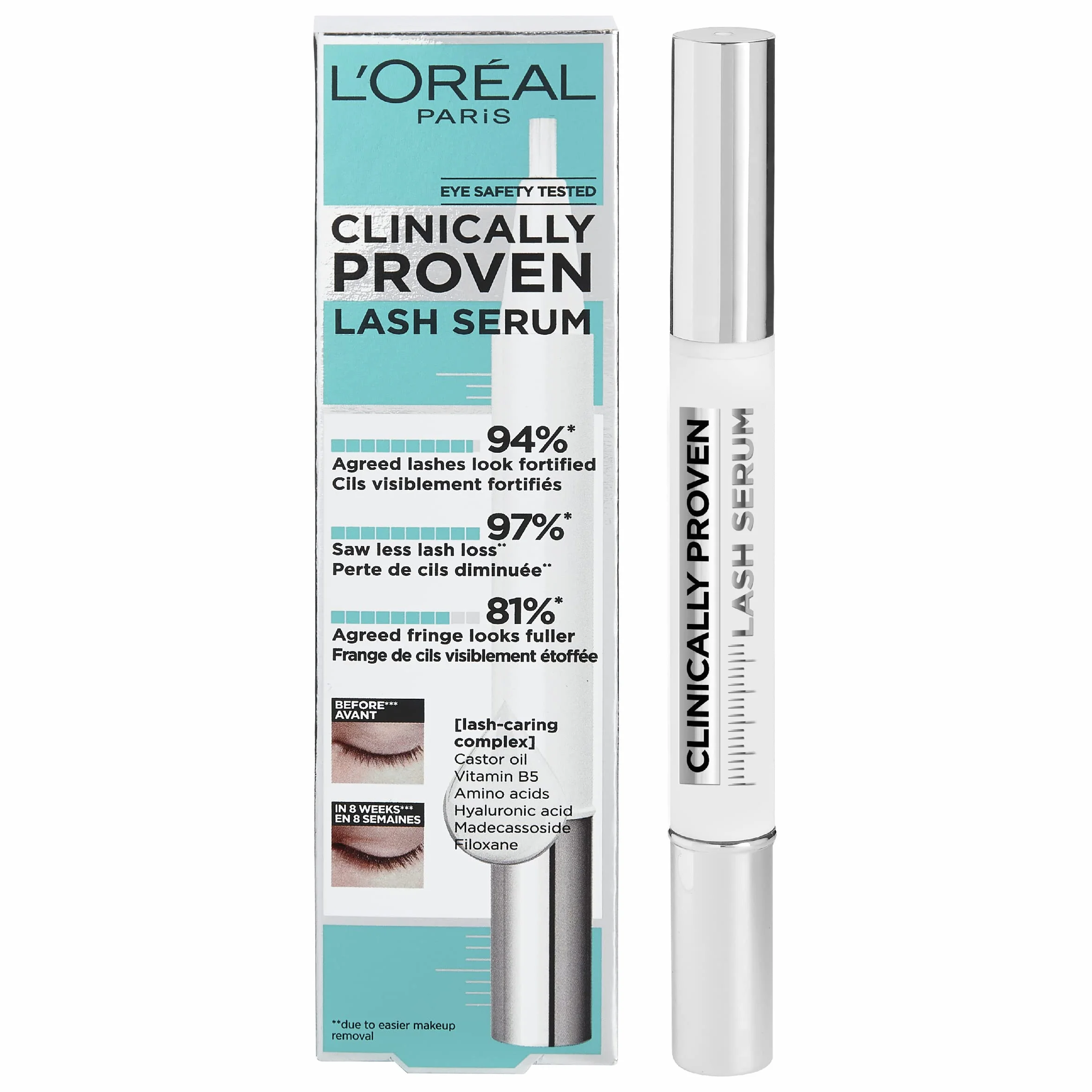 L'Oréal Paris Clinically Proven Lash Serum do rzęs do gęstych i pełnych rzęs, nr 00, przezroczyste, 1 x 1,9 ml