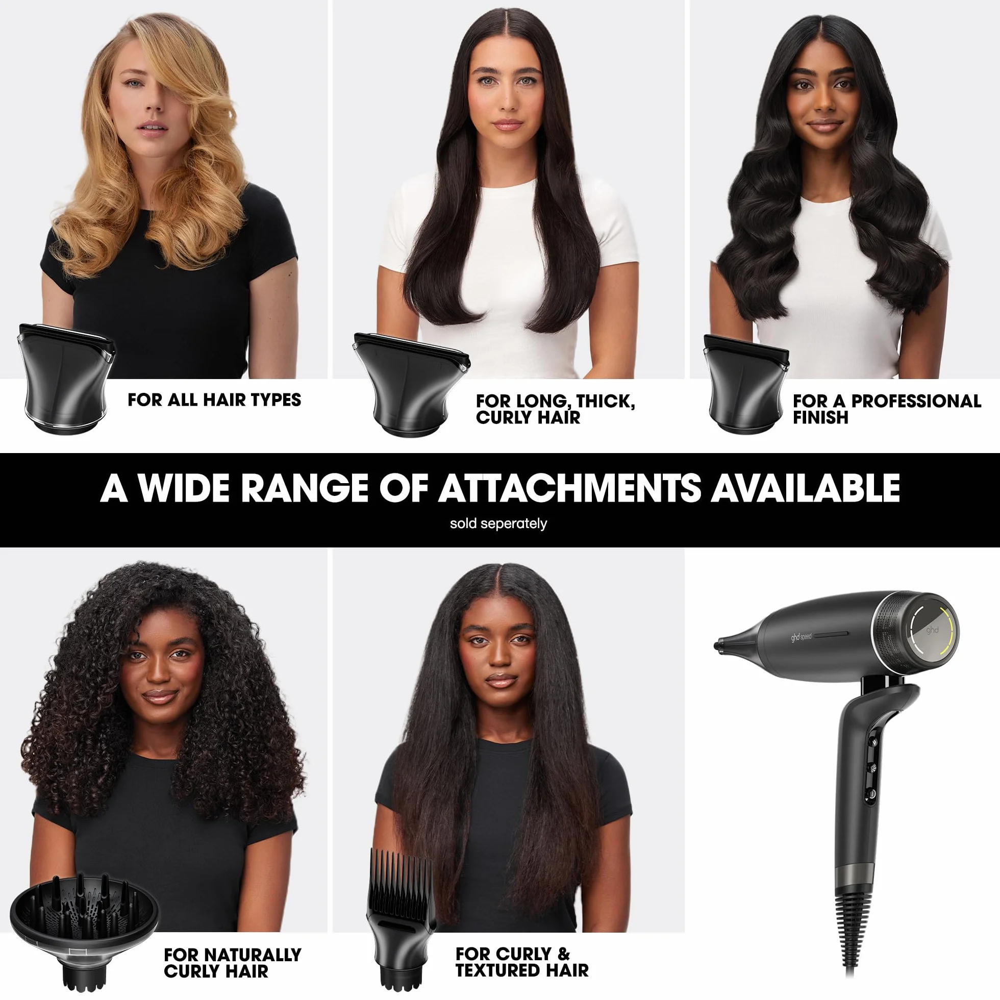 ghd Dyfuzor koncentratora suszarki do włosów Speed – profesjonalna precyzyjna stylizacja, 66 mm w kolorze czarnym, silne połączenie magnetyczne, chłodny w dotyku, zwiększony połysk i kształt - do