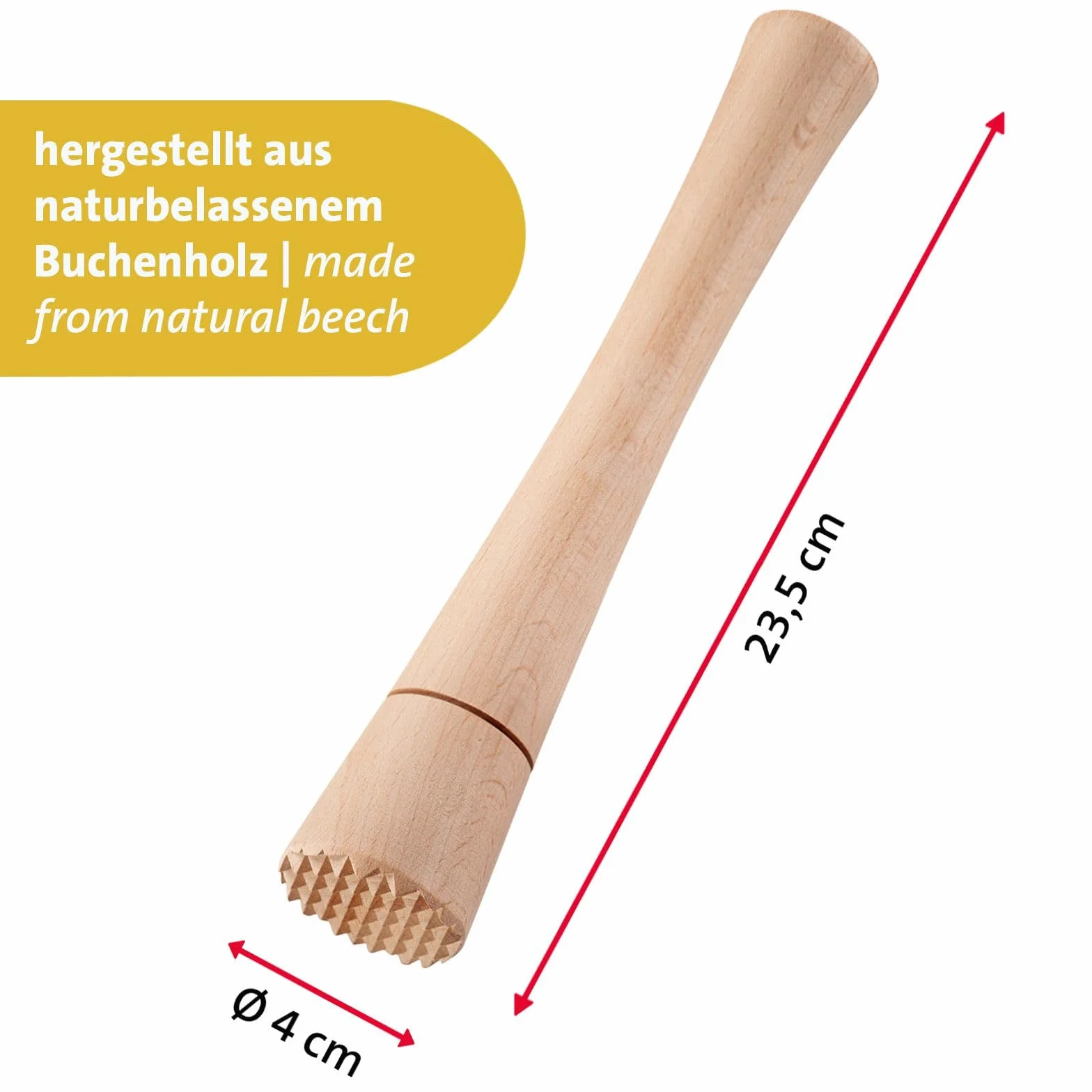 Westmark Ubijak do fermentacji – solidny ręczny ubijak, idealny do kimchi, kiszonej kapusty i fermentacji różnych produktów spożywczych, łatwy w użyciu – drewno bukowe