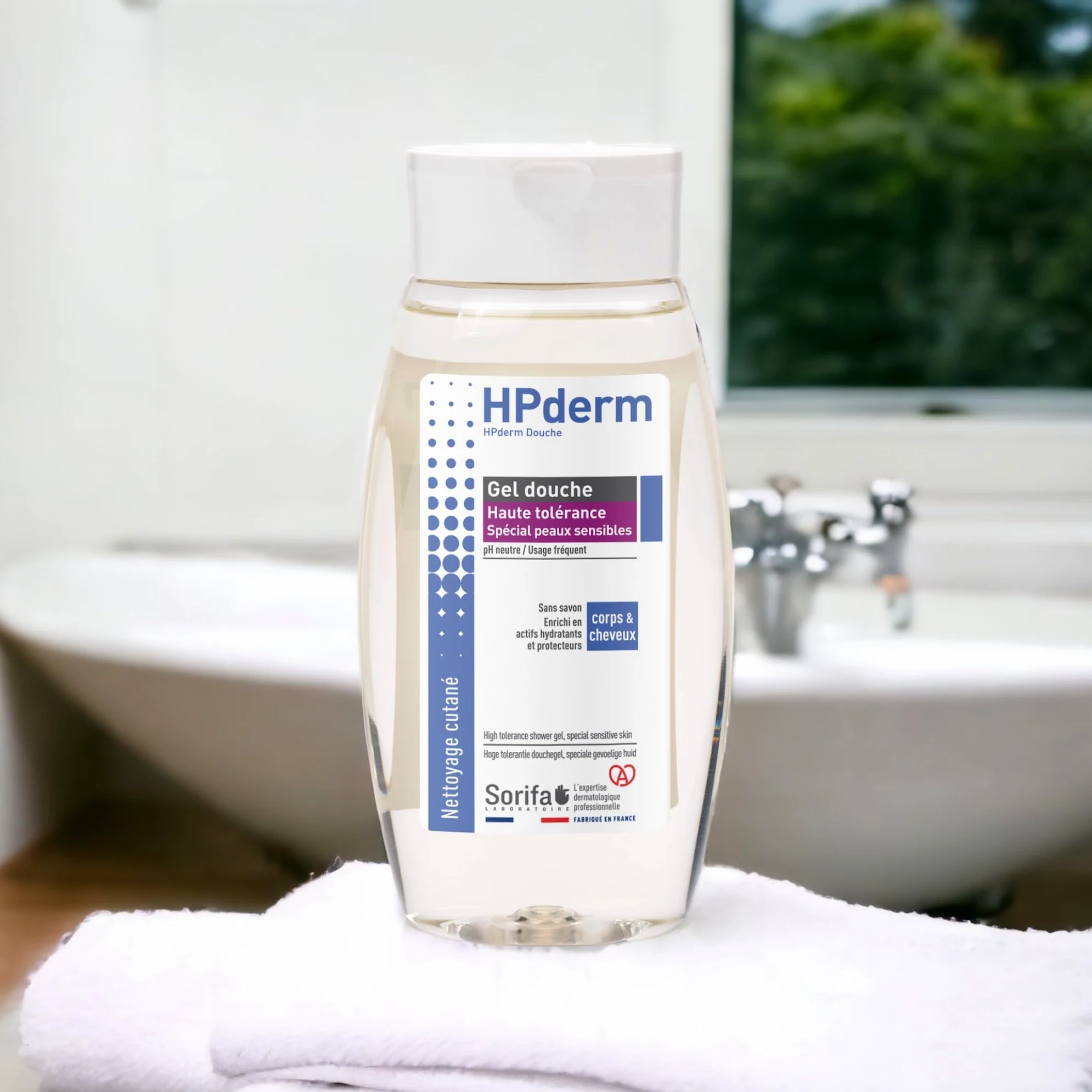 HPderm WYSOKA TOLERANCE Żel pod prysznic 2 w 1 do ciała i włosów - Specjalny dla skóry wrażliwej, skóry tatuażu, osłabione włosy - Częste używanie - pH neutralne, bez mydła - Butelka 250 ml