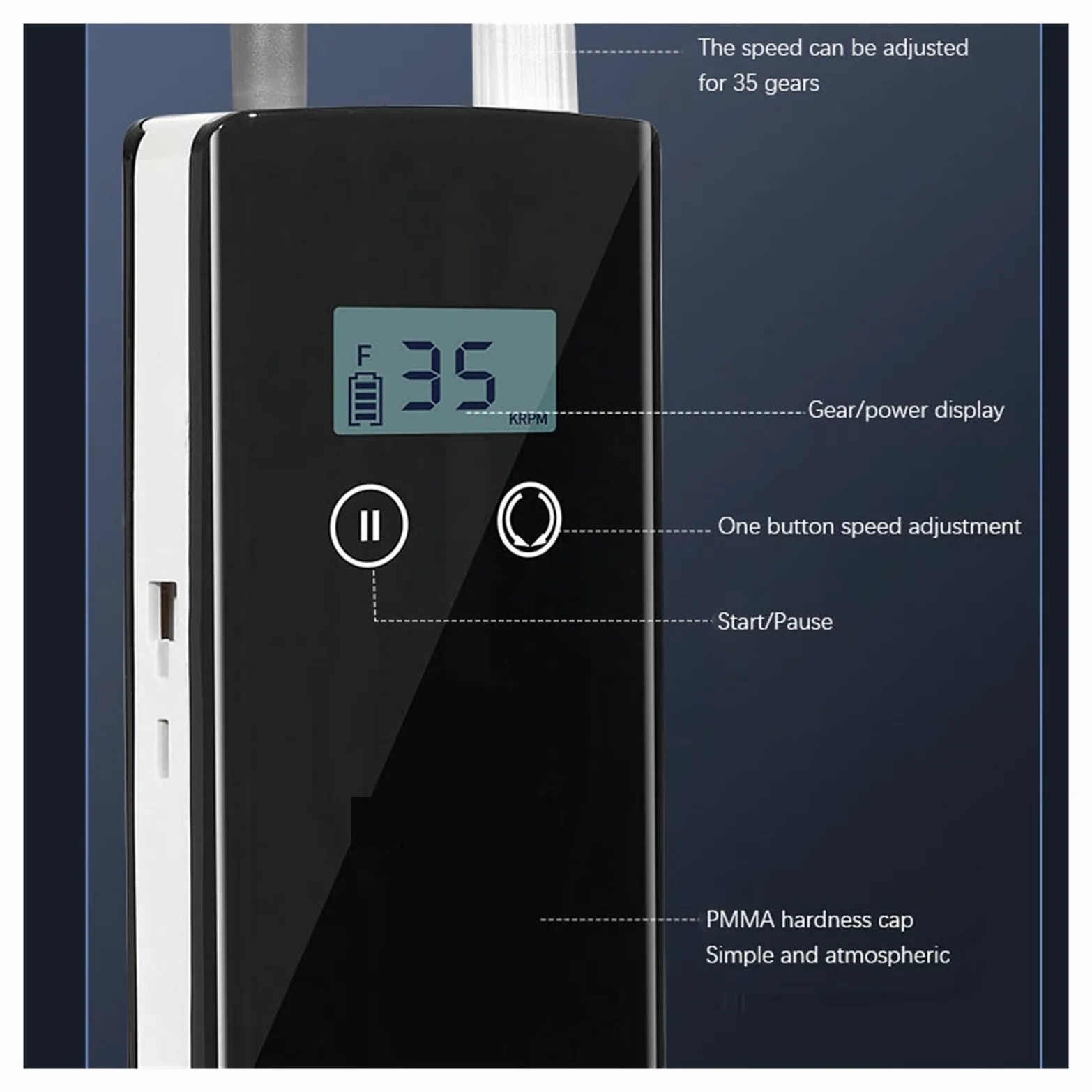 Wiertarka do paznokci, Wiertarka do paznokci 35000RPM z wyświetlaczem LCD HD, akumulatorowy mistrz zdobienia, przenośna frezarka do użytku domowego(Nero)