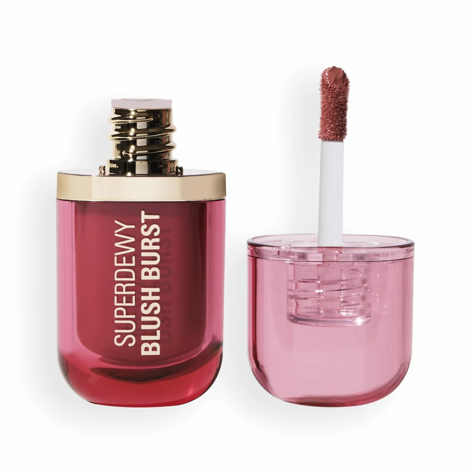 Revolution Superdewy Liquid Blush Burst – płynny róż do policzków z peptydami i kwasem hialuronowym, wegański, Rose All Day Dusty Pink 4,2 ml
