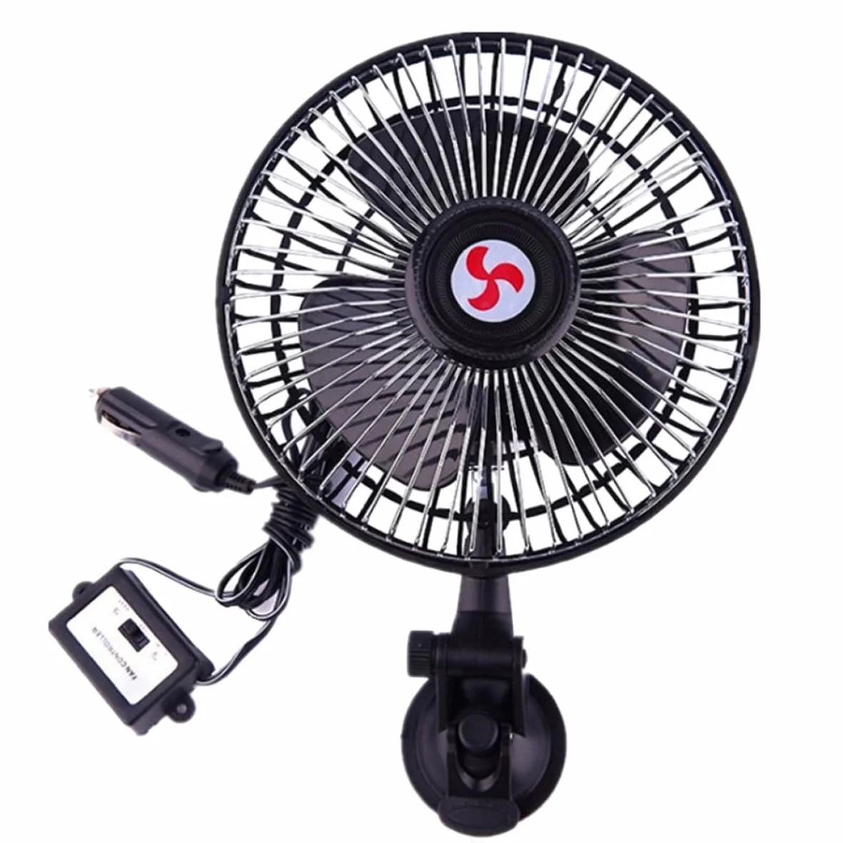 BESTonZON 1 6 elektryczny wentylator do samochodu calowy wentylator samochodowy wentylator z gumowym mocowaniem podwójna głowa zapalniczka wentylator chłodzący chłodnica miłośnik