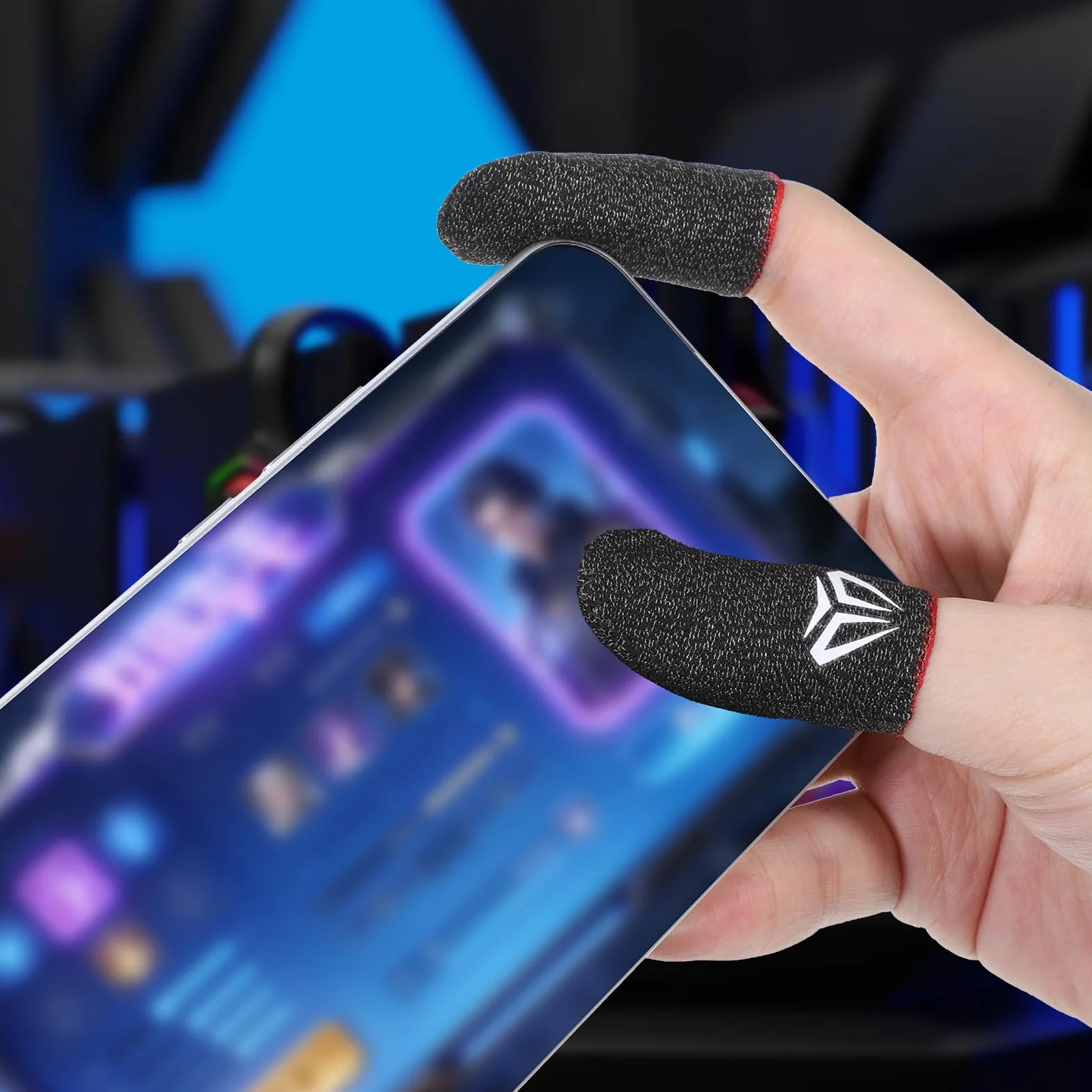 Qianyu 10 sztuk mobilnych rękawów do gier z futerałem, srebrne włókna, ekran dotykowy Thumb Thumb na kciuk, jedwabiste, odporne na pot, oddychające rękawiczki do wszystkich gier
