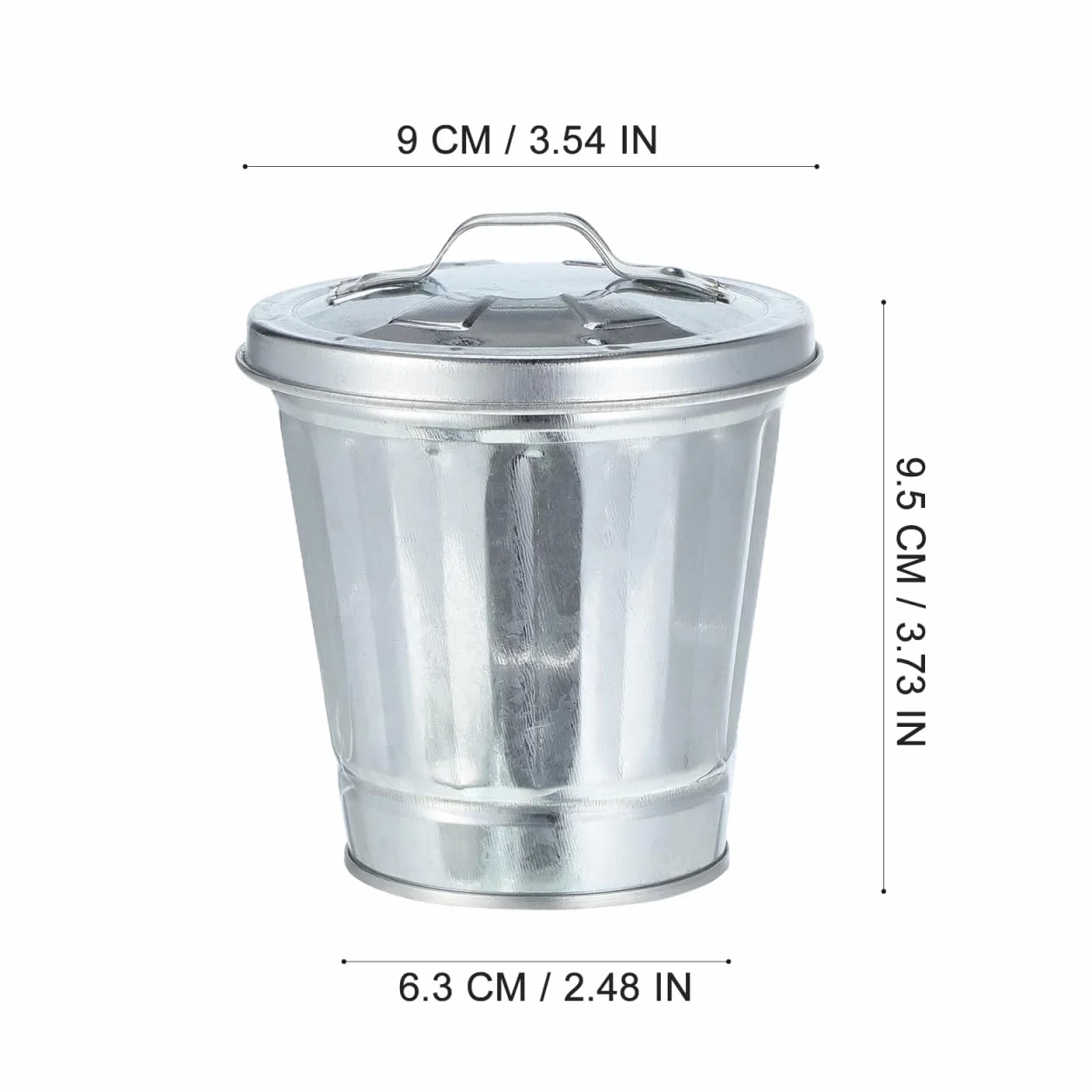 Gadpiparty Mini kosz na śmieci, doniczka na kwiaty z pokrywką, metalowy, kompaktowy, trwały, wielofunkcyjny, do biura, kuchni i samochodu, 3 sztuki