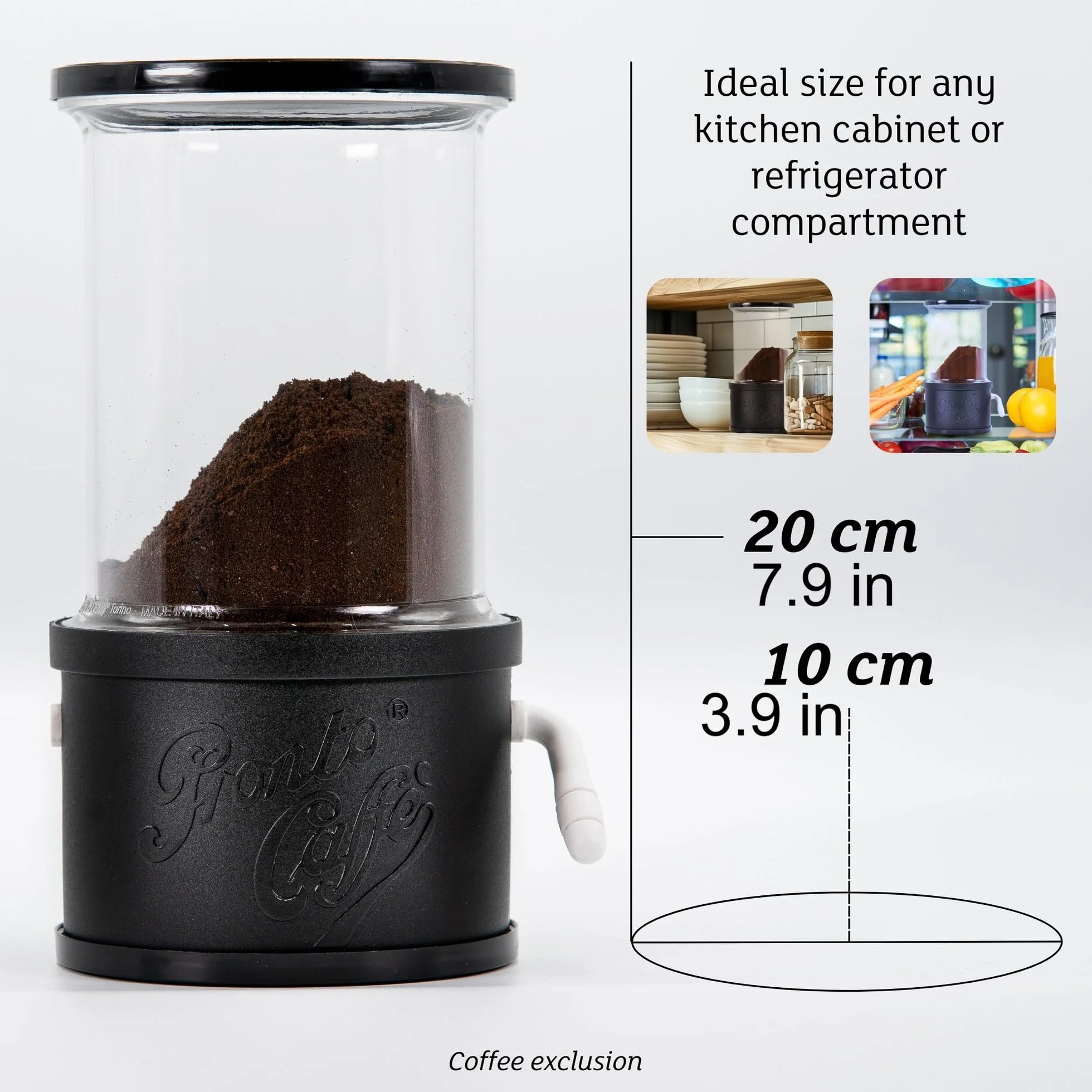 Lavatelli ProntoCoffee Black pojemnik na kawę w proszku z dozownikiem do ekspresów 12 filiżanek 10 cm