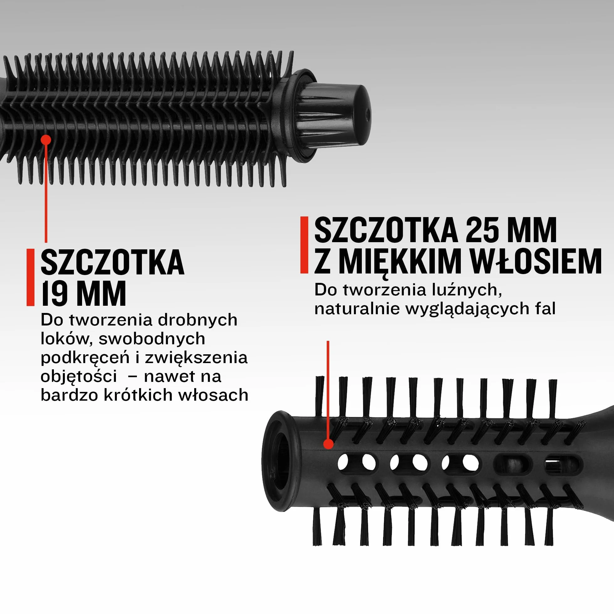 Remington suszarko-lokówka, odpowiednia dla włosów krótkich, 2 wymienne nasadki, 19mm, 25mm z miękkim włosiem, 2 ust. temperatury i prędkości, obrotowy przewód, moc 400W, Blow and Dry, AS7100, czarny