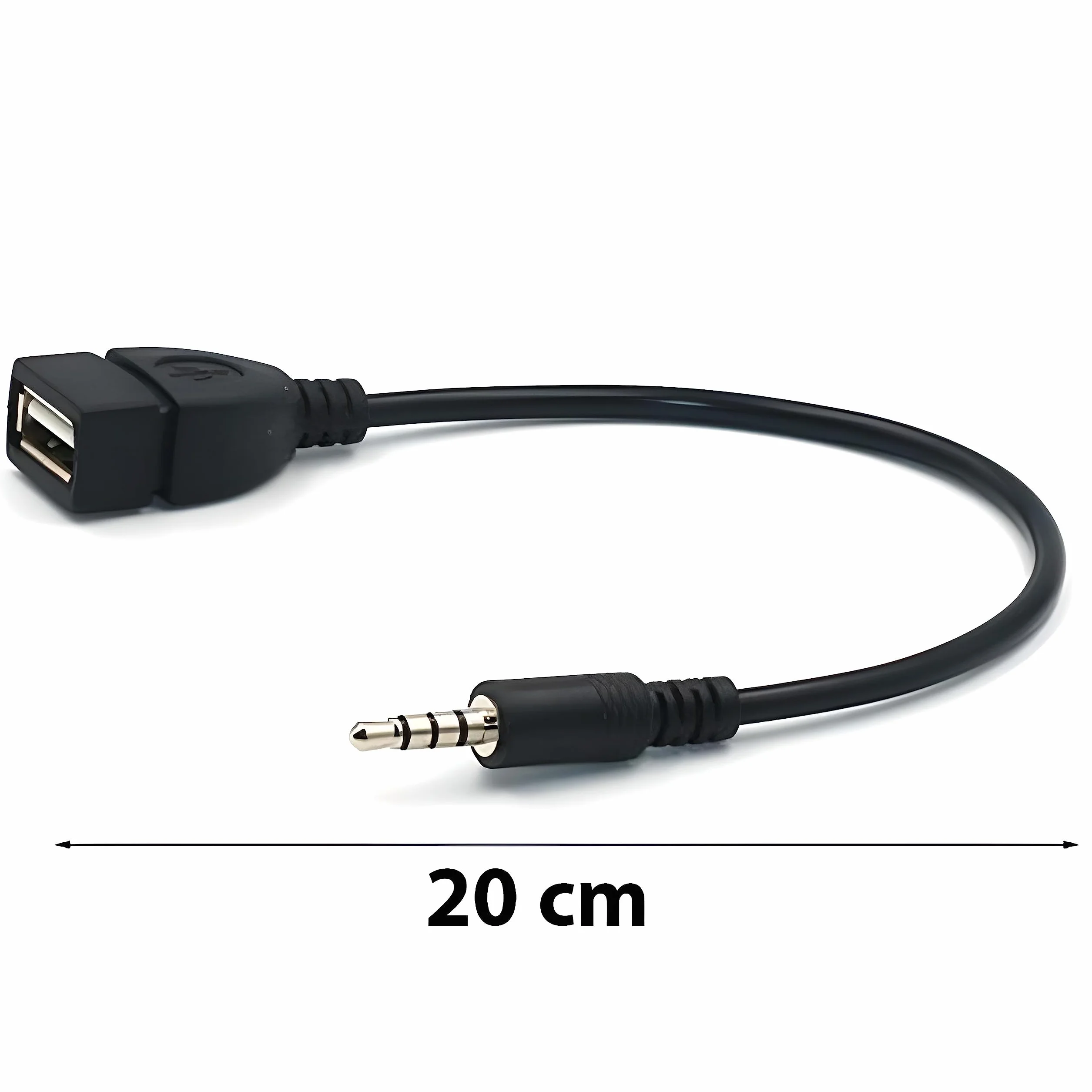 Retoo Kabel adaptera USB OTG Jack 3,5 mm, gniazdo AUX na USB A, radio samochodowe, złącze muzyczne do samochodów stereo, Auto GPS, CD, konwerter OTG, adapter 3,5 mm, E395, czarny