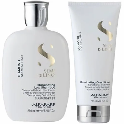Alfaparf Nasiona Lniane Diamond Oświetlenie Szampon Niski 250 ml + Odżywka 200 mLUB DUO ZESTAW