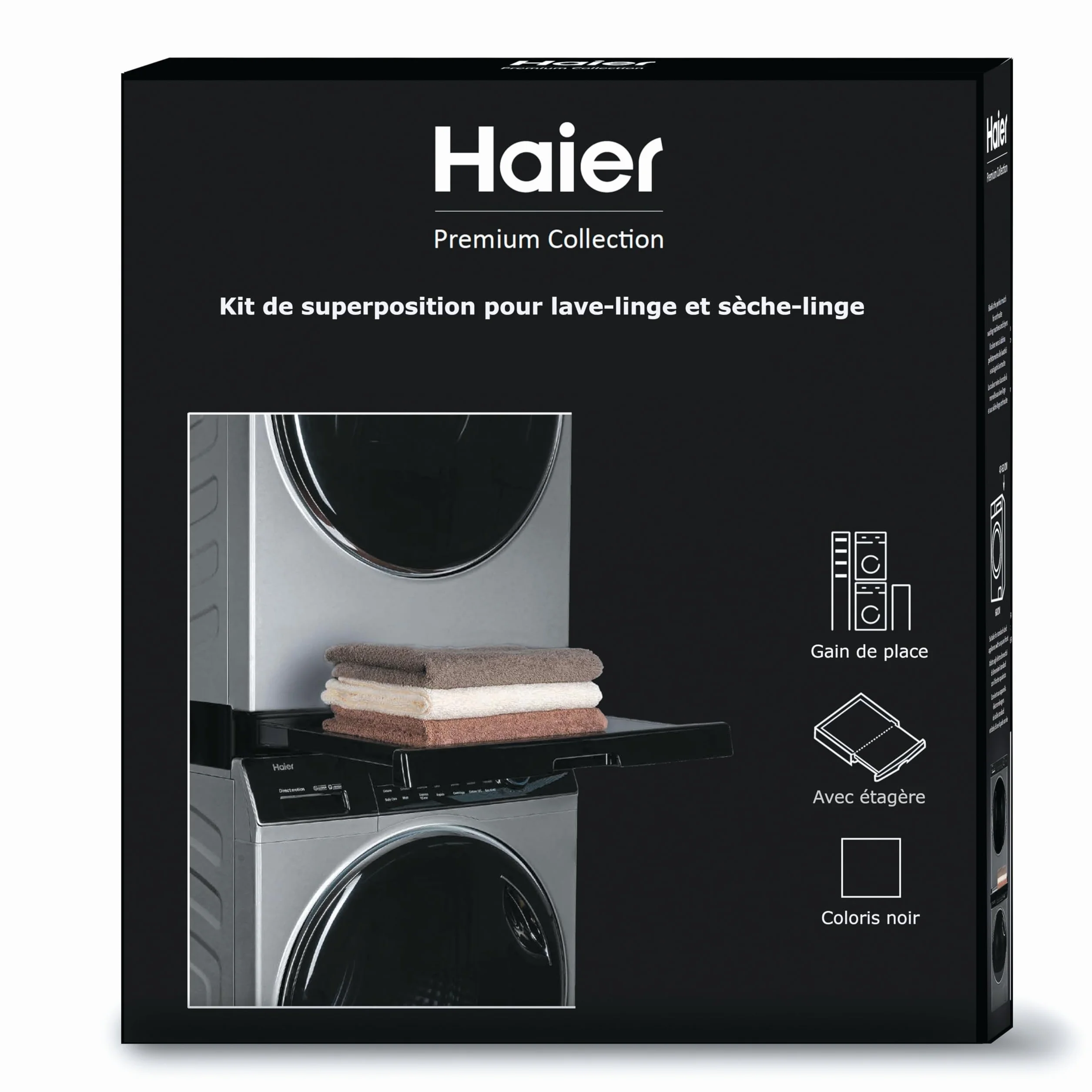 Haier uniwersalny zestaw do pralek i suszarek z czarną antypoślizgową półką przesuwną