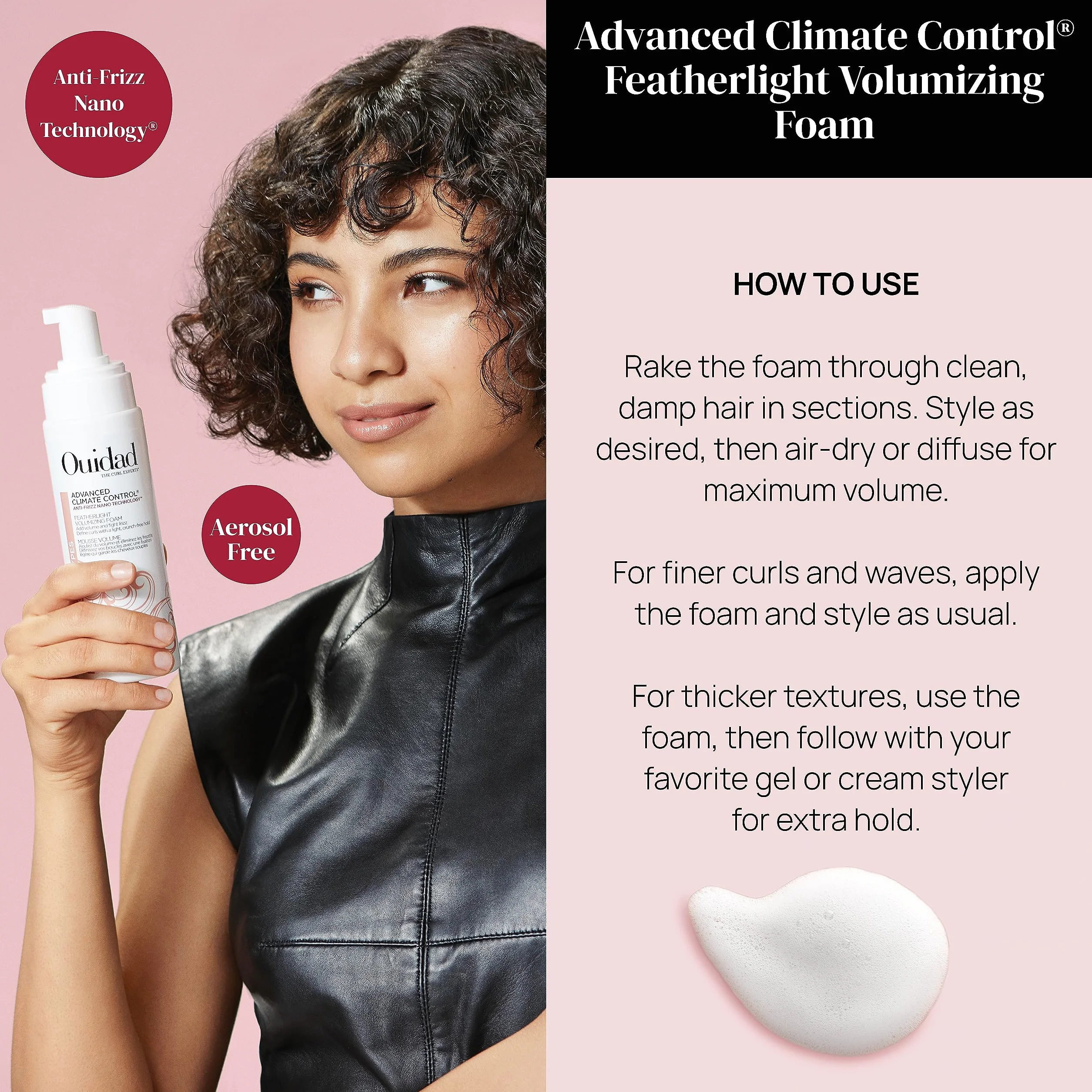 Zaawansowana kontrola klimatu Featherlight Pianka objętościowa od Ouidad dla Unisex - Pianka 7 oz