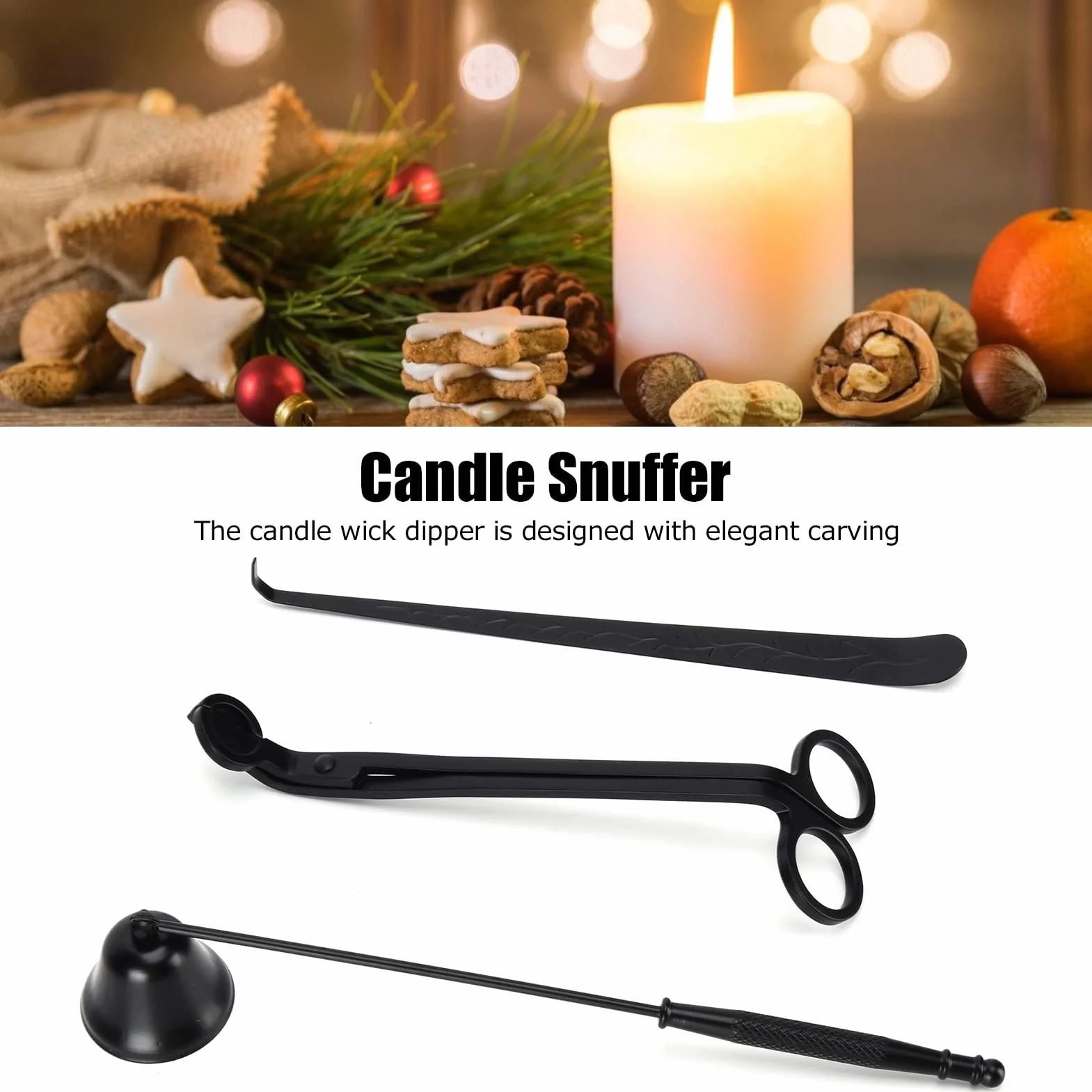 Havdalah Candle Snuffer Czarny Zestaw Akcesoriów