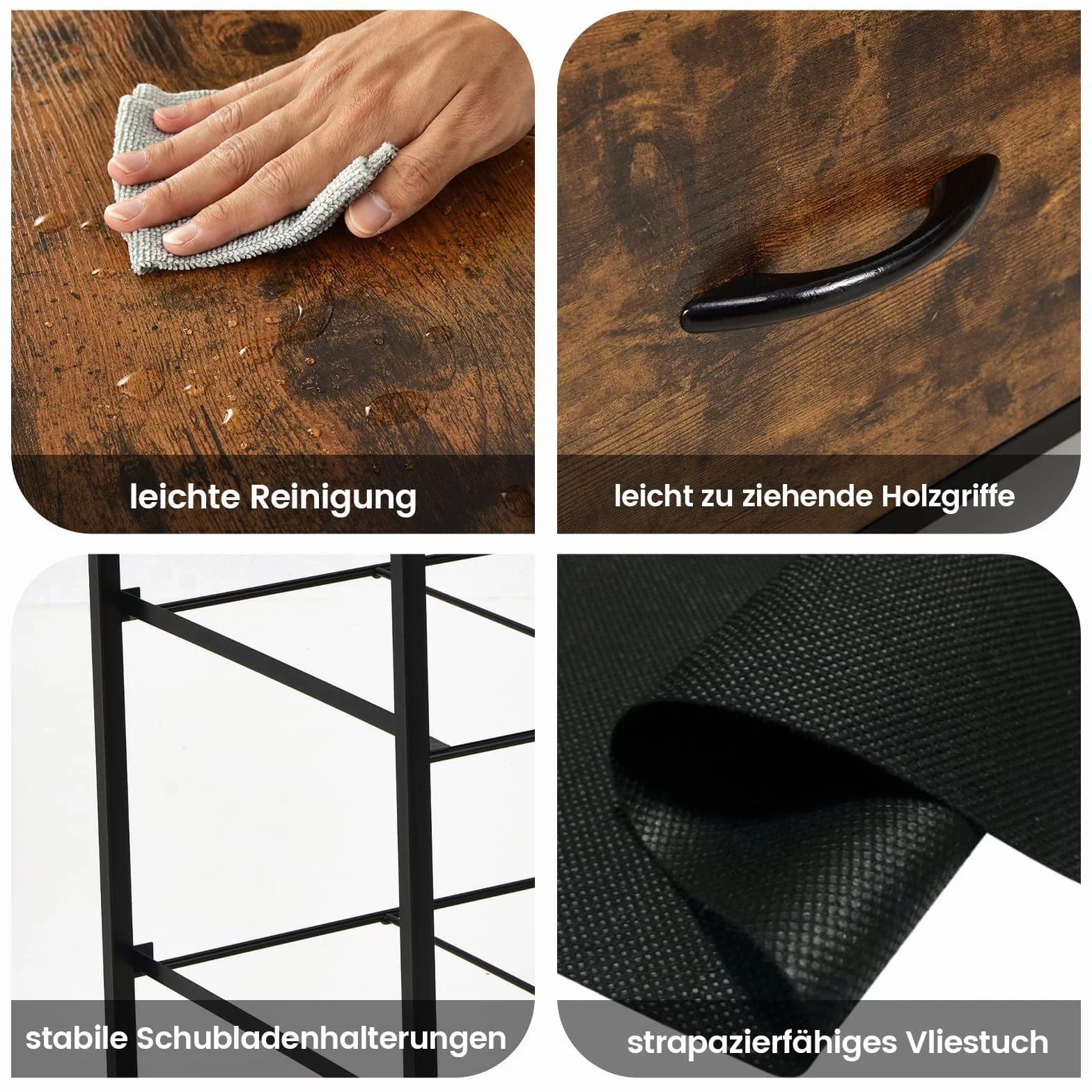 COSTWAY Komoda z 4 szufladami, metalową ramą, 60 x 39 x 96 cm, do salonu