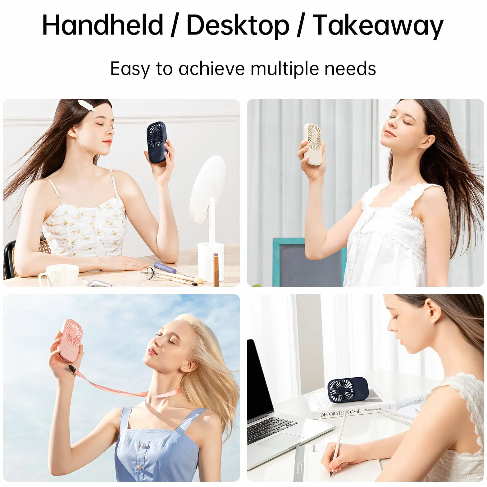 JISULIFE Ręczny przenośny mini wentylator z 3 prędkościami, ultracienki ładowany przez USB, osobisty, kieszonkowy wachlarz do rzęs dla dziewcząt, dzieci, kobiet, mężczyzn, podróżny, niebieski
