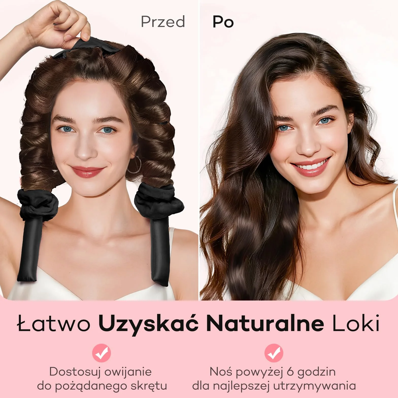 Umisleep Heatless lokówka do włosów, jedwabna ochrona włosów, Heatless Curls z zestawem loków, 99 cm, do samodzielnego wykonania, do długich włosów, antypoślizgowe loki, czarna