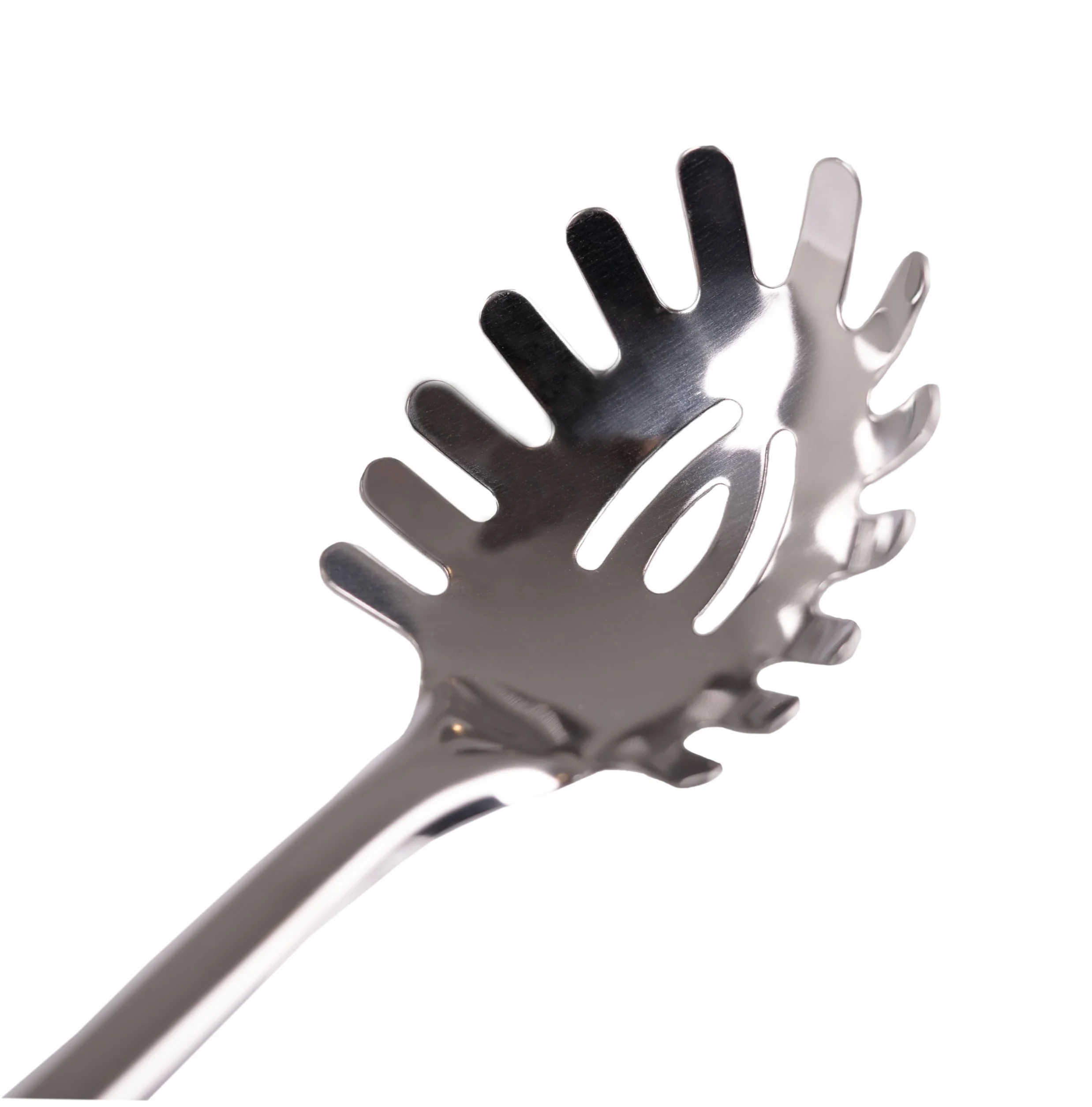 OMAGO, Łyżka do spaghetti, nabierka do makaronu, łyżka ze stali nierdzewnej, sitko do makaronu z zębami, profesjonalne łyżki do spaghetti, wysoka jakość produktu, srebrna
