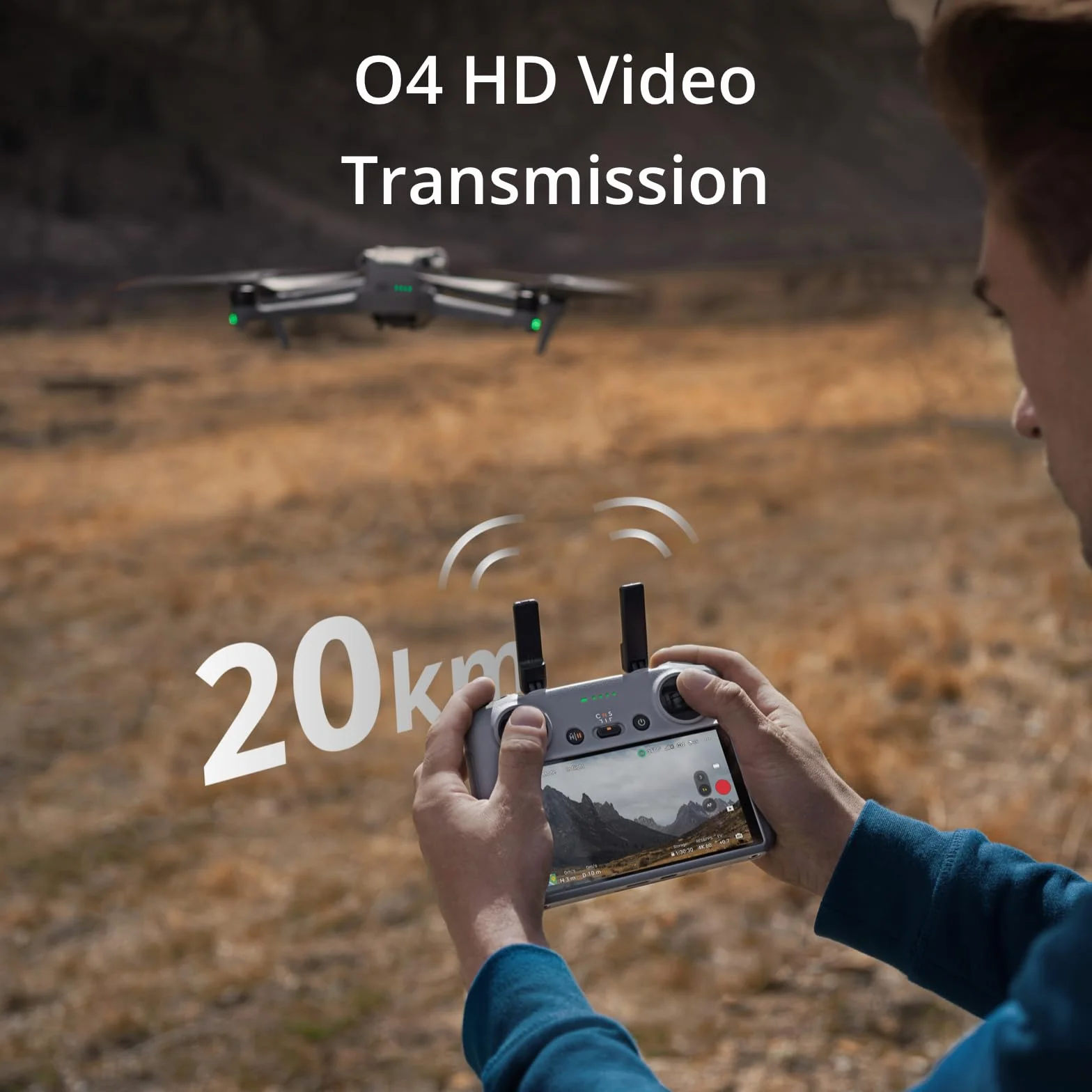 DJI RC 2 Pilot Zdalnego Sterowania Do Air 3S/Air 3/Mini 4 Pro, Procesor Nowej Generacji, Transmisja O4 20 km, 5,5-Calowy Ekran FHD, Anteny 2T4R, Lekki i Kompaktowy Inteligentny Kontroler