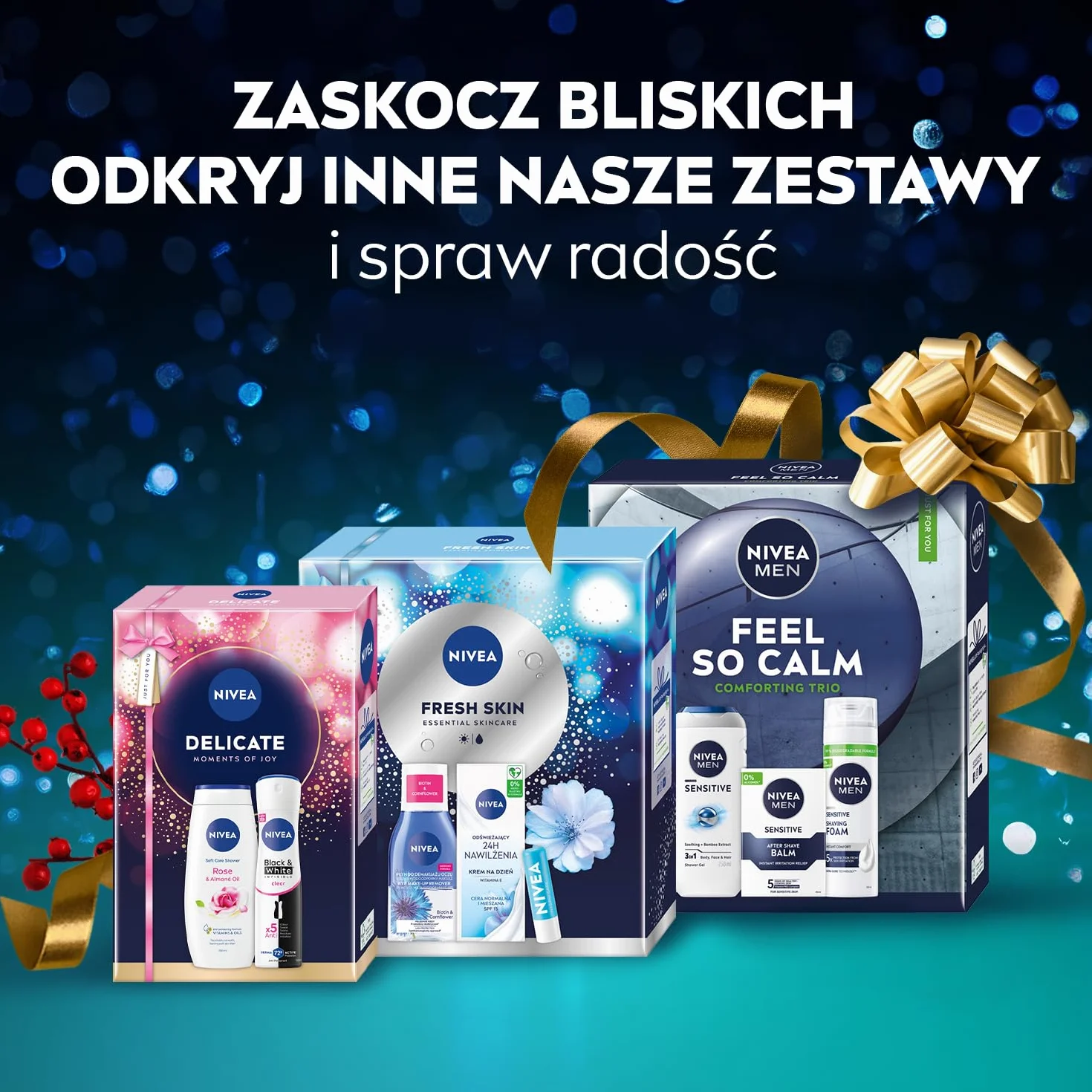 NIVEA Nourishing Świąteczny prezent - Zestaw kosmetyków dla kobiet do ciała: żel pod prysznic Creme Care i balsam nawilżający