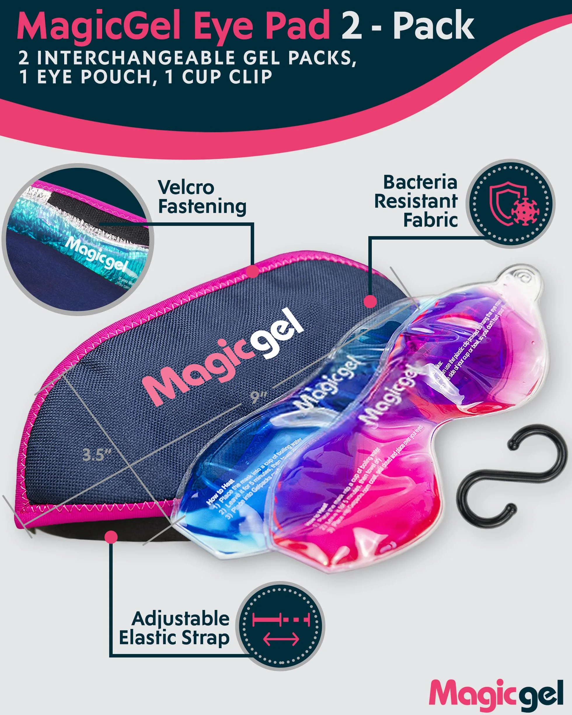 Magic Gel Podgrzewana maska na oczy – chłodząca maska na oczy szybka ulga + chłodzący kompres na twarz – maski na lód na twarz idealne do kojących oczu długotrwały komfort i wszechstronne leczenie