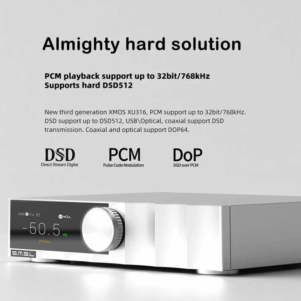 Dekoder audio SMSL D200 | wejście USB/optyczne/koncentryczne/Bluetooth | MQA/MQA - obsługa CD | ROHM BD34352EKV Chip | kompatybilny ze wzmacniaczami/wzmacniaczami słuchawkowymi/telefonami/komputerami