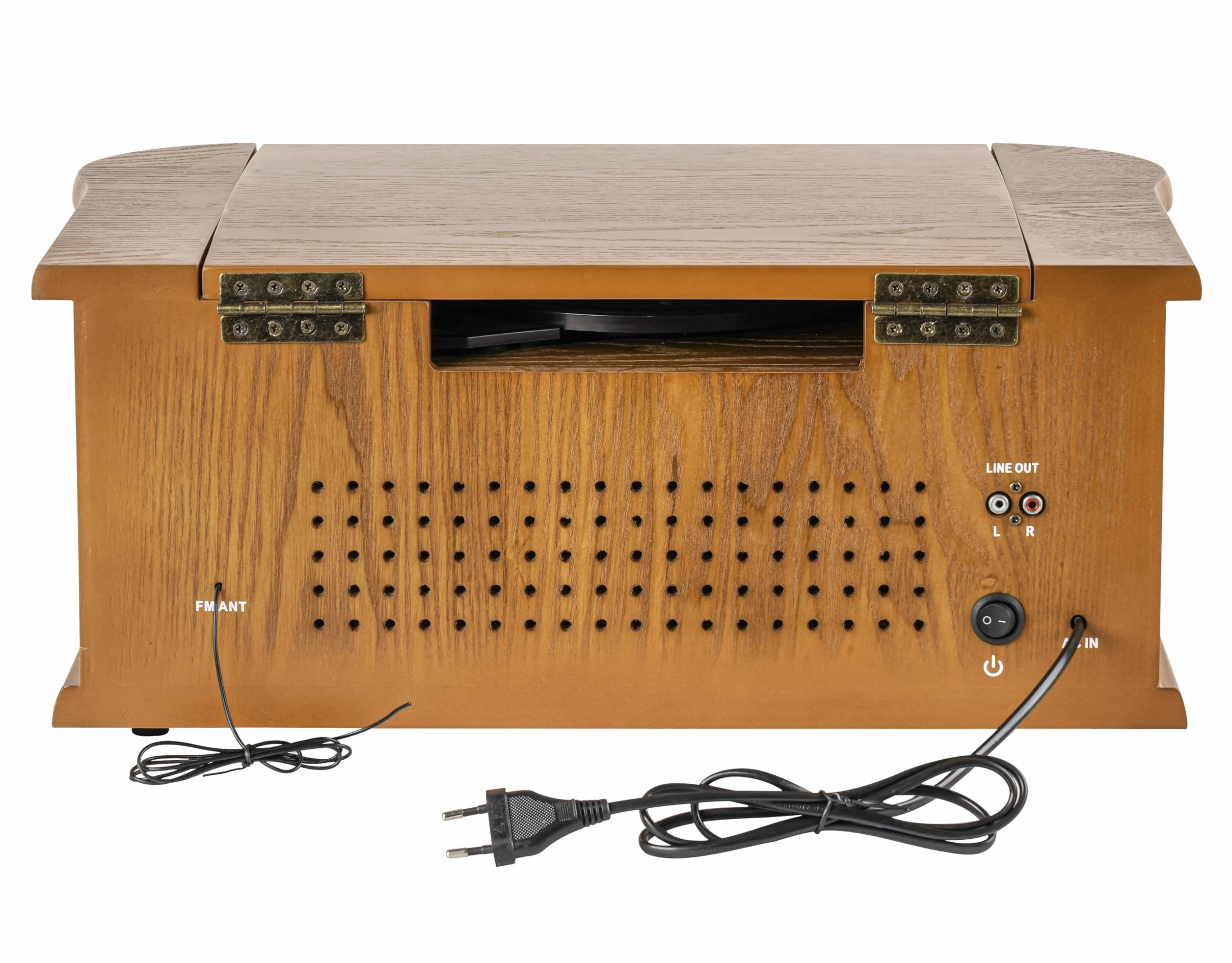 Reflexion HIF2002 wieża stereo retro z gramofonem, kasetą, odtwarzaczem CD i radiem DAB (DAB+, UKF/MW, MP3, USB, wyświetlaczem LCD, pilotem zdalnego sterowania, 80 W, obudowa z prawdziwego drewna), kolor brązowy