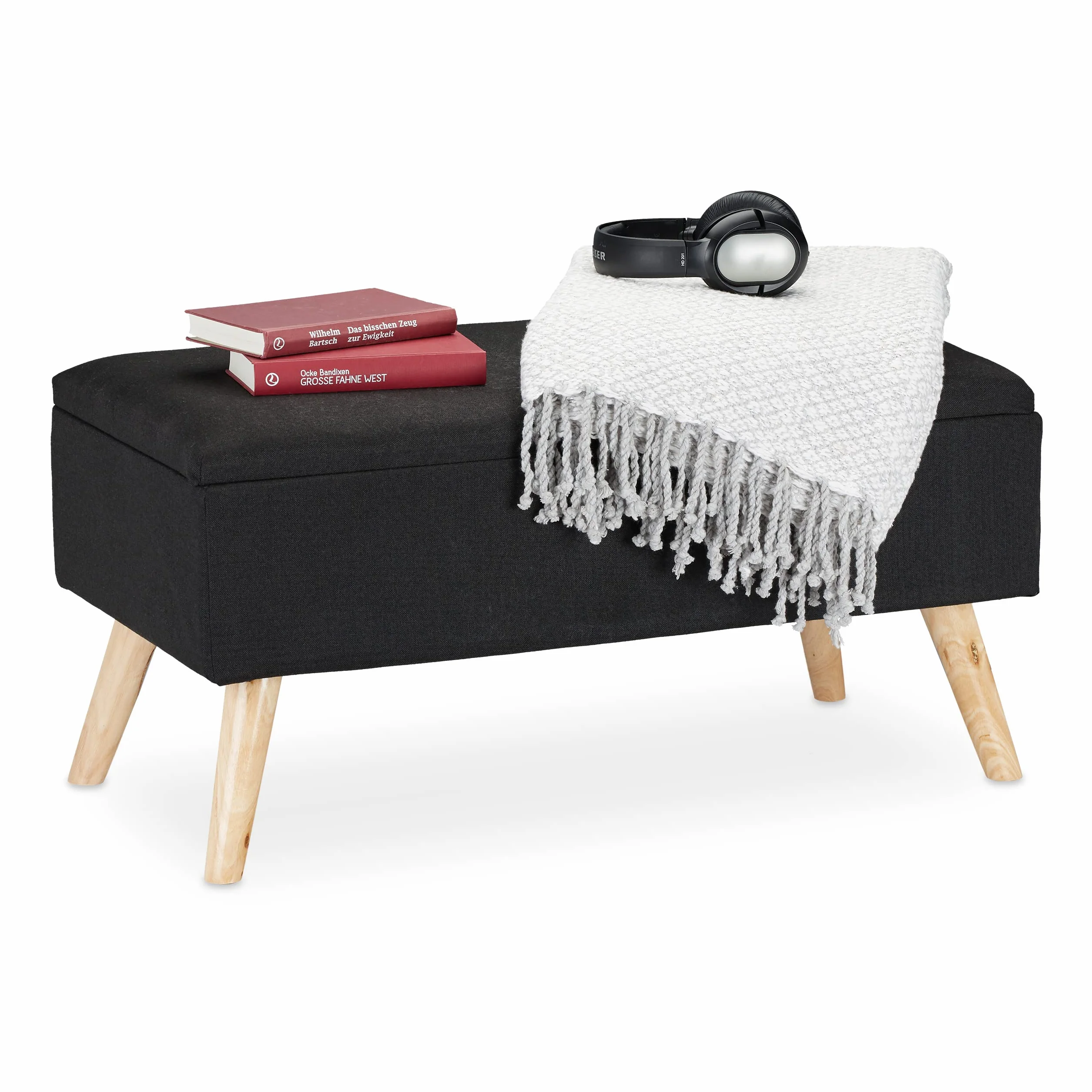 Relaxdays Ławka skrzyniowa tapicerowana z miejscem do przechowywania 79,5 cm
