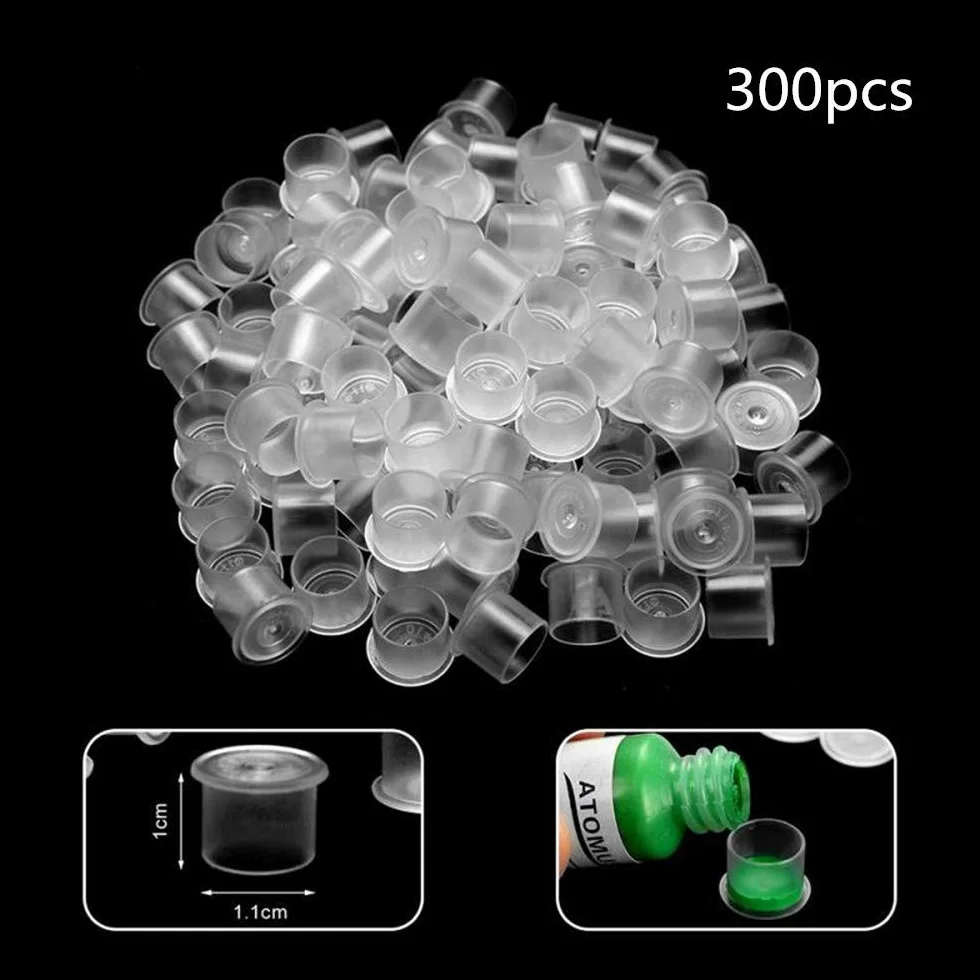300 szt. Mały rozmiar Plastikowe kubki z tuszem Szerokie białe korki z tuszem Podstawa, 10x11mm S do tuszu do tatuażu, materiały do tatuażu.