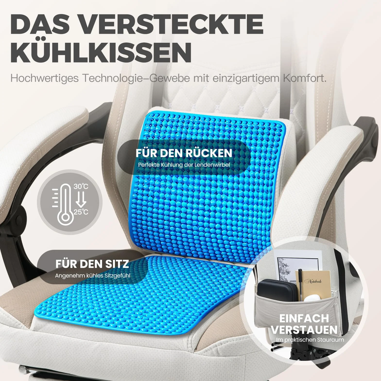 Dowinx fotel gamingowy z tkaniną, masażer do gier z podnóżkiem, ergonomiczny fotel komputerowy dla graczy, fotel biurowy, wytrzymałość 150 kg, kolor beżowy