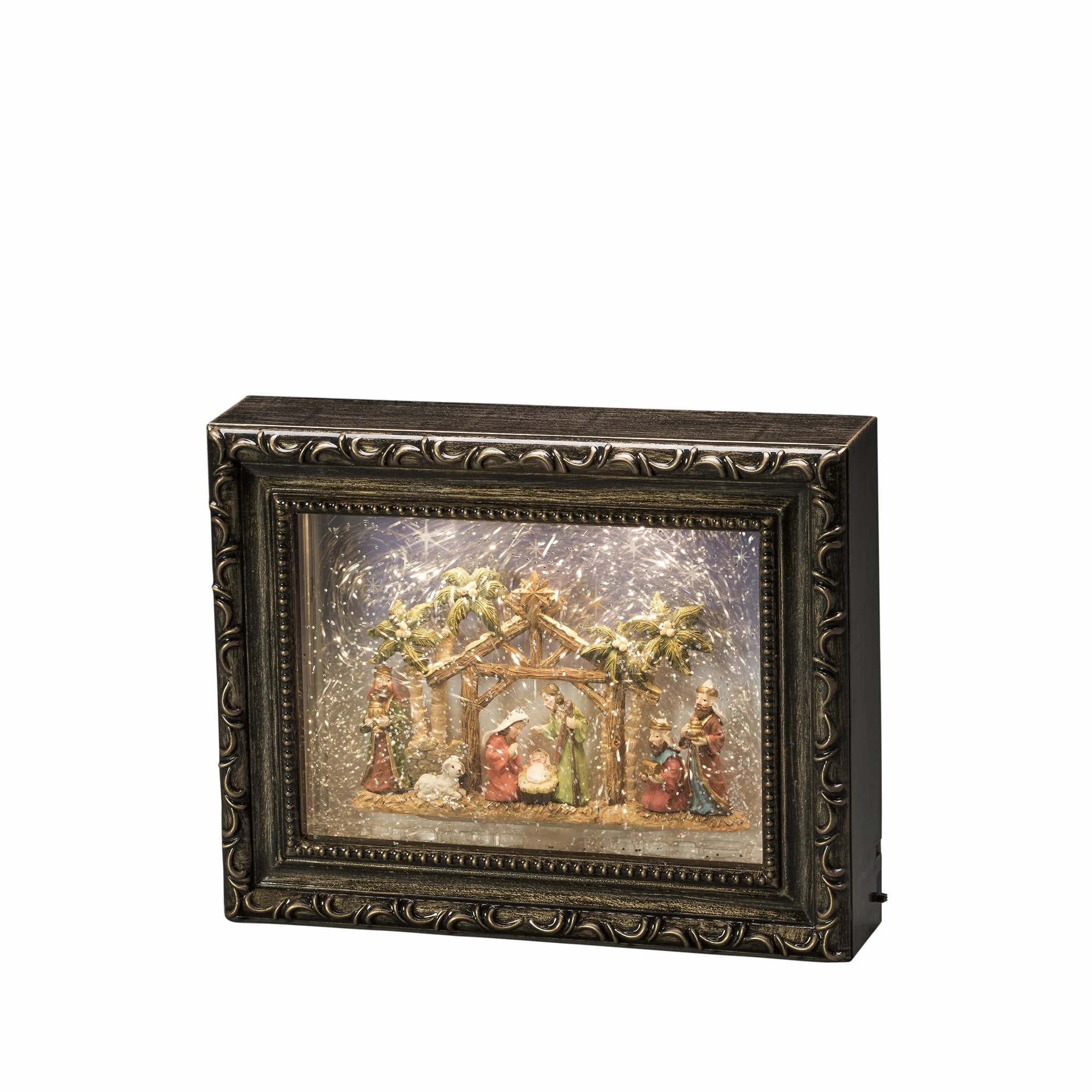 Konstsmide 4358-000 LED ramka na zdjęcia szopka, 19,5 cm x 4 cm x 24,5 cm, brązowa