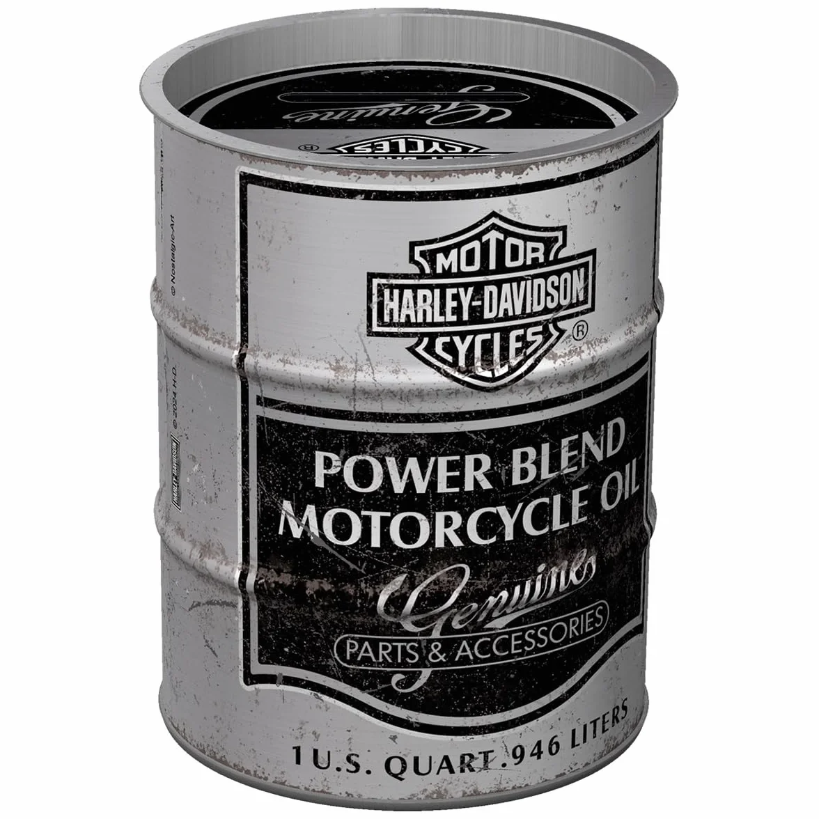 Nostalgic-Art Retro skarbonka, 600 ml, Harley-Davidson – Power Blend Oil – Pomysł na prezent dla motocyklistów, Official License Product (OLP), metalowa skarbonka, Styl vintage
