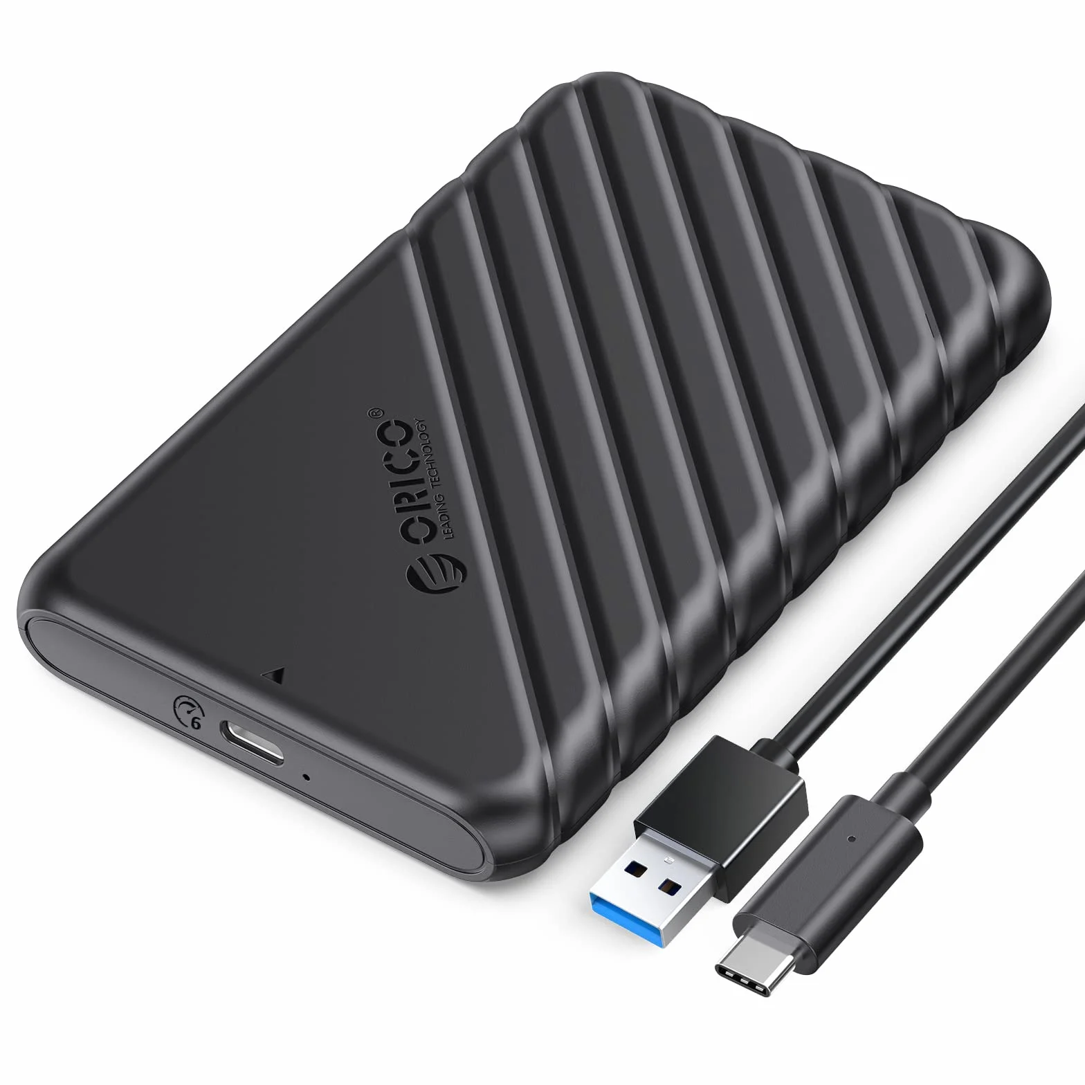 ORICO Obudowa dysku twardego 2,5" USB C USB 3.1 Gen 2 do SATA III, zewnętrzna obudowa dysku twardego do SSD HDD 9,5 7 mm bez użycia narzędzi z UASP, czarna (25PW1-C3)