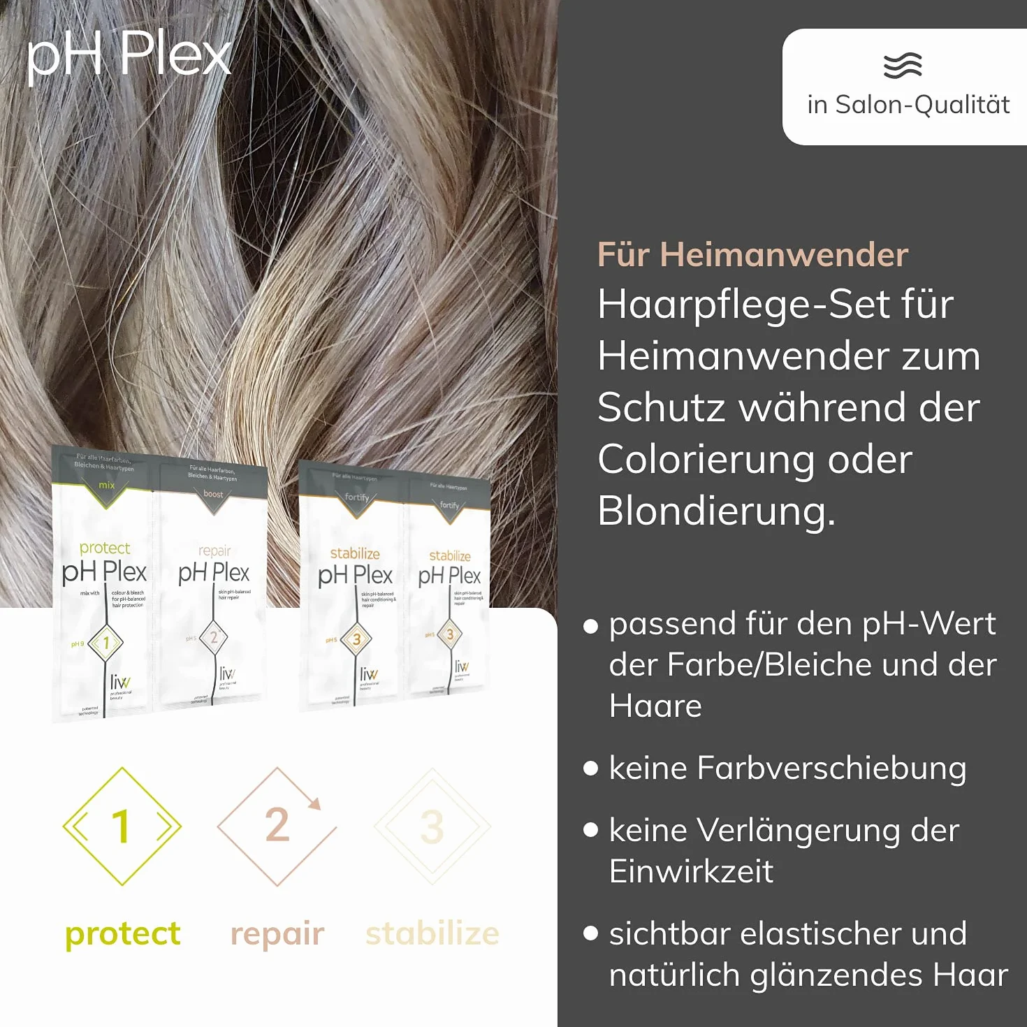 pH Plex 1 & 2 – ochrona i naprawa Traveling Styling Kit | chroni włosy podczas farbowania/wybielania | naprawia uszkodzone włosy | nadaje się do wszystkich rodzajów włosów