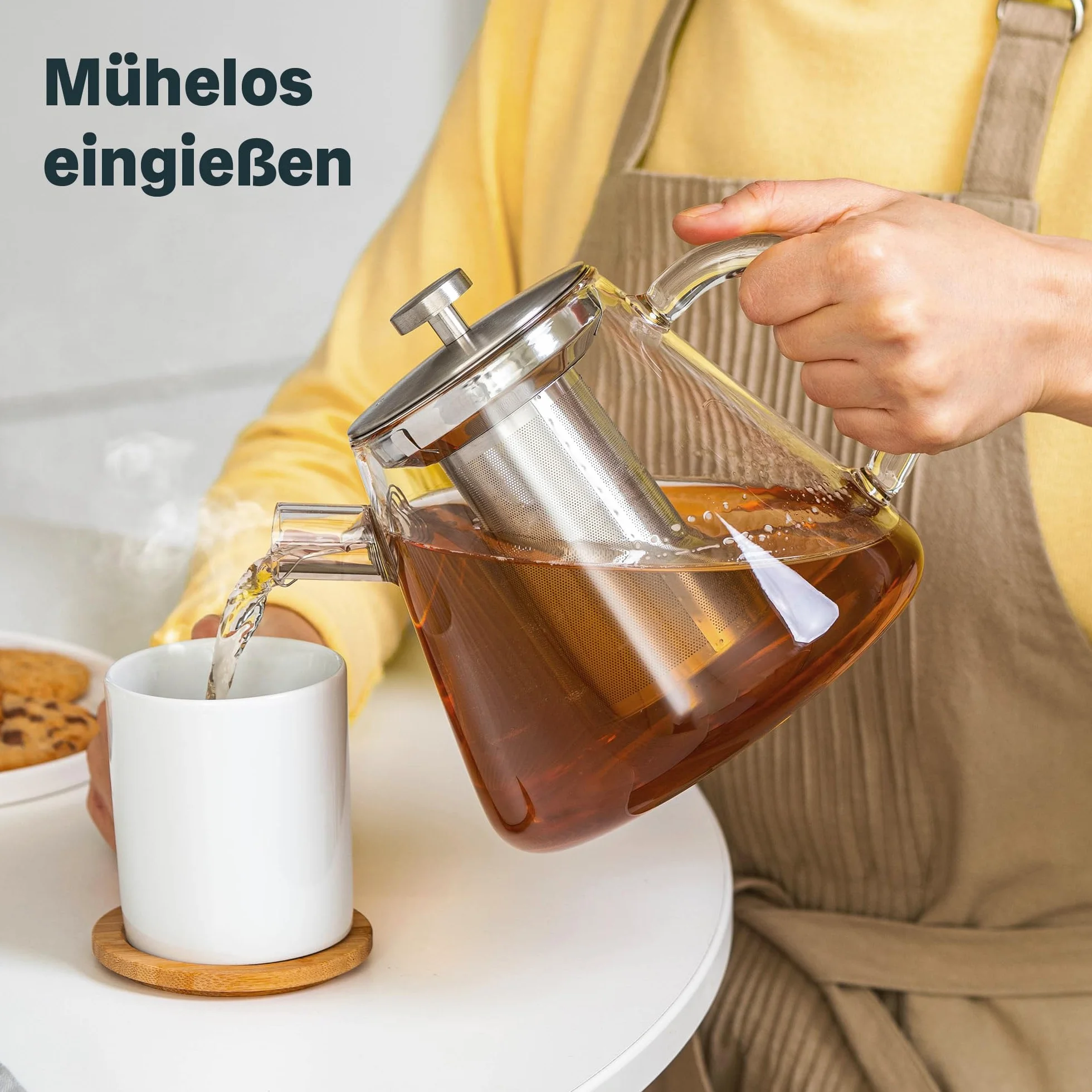 SILBERTHAL Szklany dzbanek do herbaty ze zdejmowanym zaparzaczem ze stali nierdzewnej 1,5 l