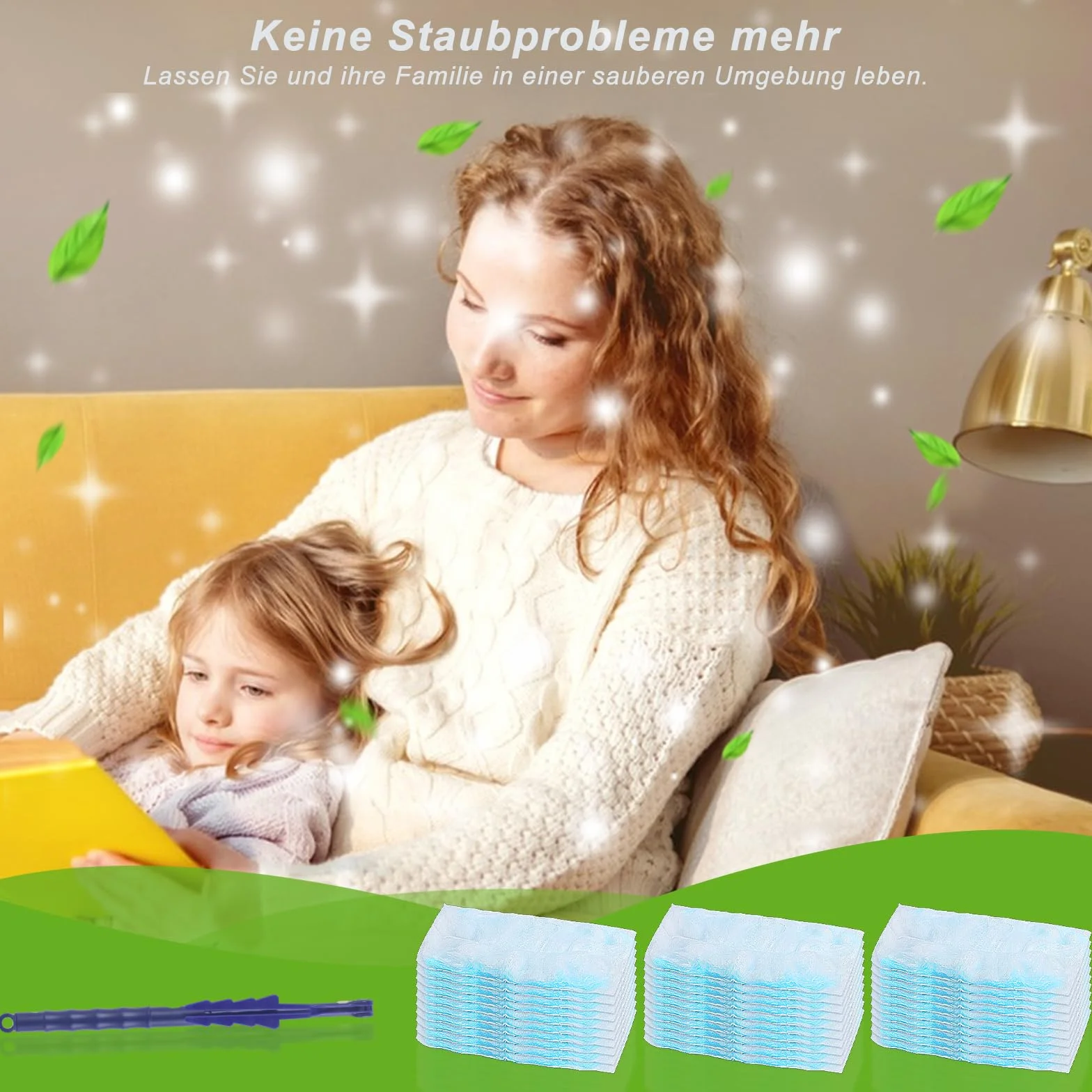 Kompatybilne z Zestaw do czyszczenia kurzu, 30 sztuk Wymienne chusteczki do kurzu z 1 uchwytem, Microfiber Chusteczki do kurzu do czyszczenia kurzu i brudu, 15 x 10 x 0,2 cm