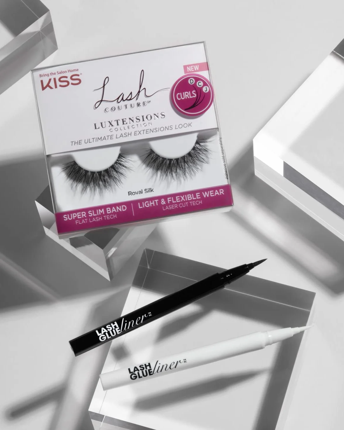 KISS sztuczne rzęsy Lash Couture LuXtensions -Royal Silk, 1 para rzęs, 1 klej 1g