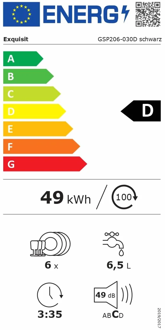Exquisit Zmywarka stołowa GSP206-030D czarna 55 cm 6 nakryć LED