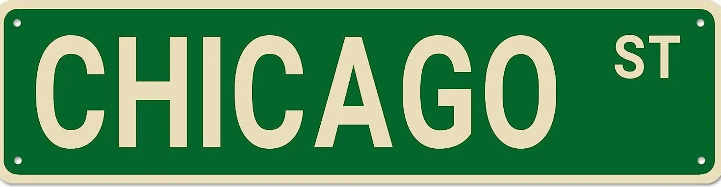 Chicago Decor metalowy znak dekoracja ścienna 40 x 10 cm