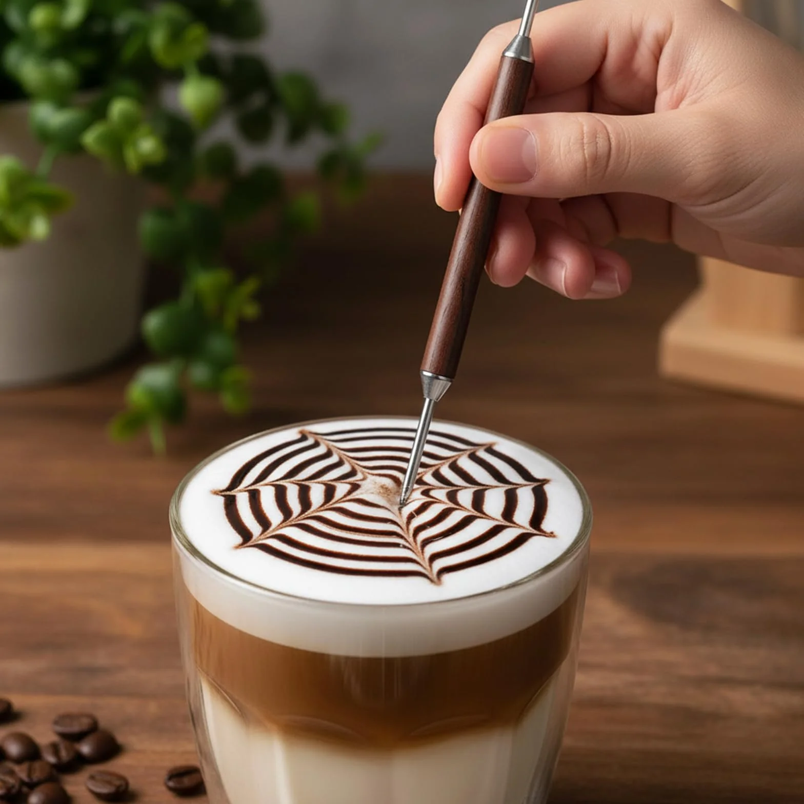 JJUNW dwustronne długopisy do Latte Art ze stali nierdzewnej do dekoracji espresso cappuccino