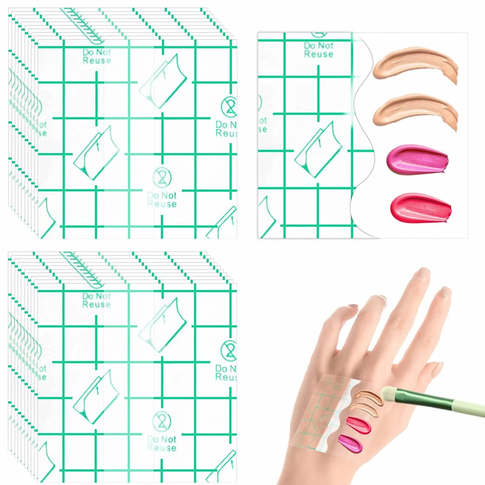 100 Sztuk Makeup Hand Palette Wodoodporna PU Film Samoprzylepna Jednorazowa Paleta Mieszania Makijażu