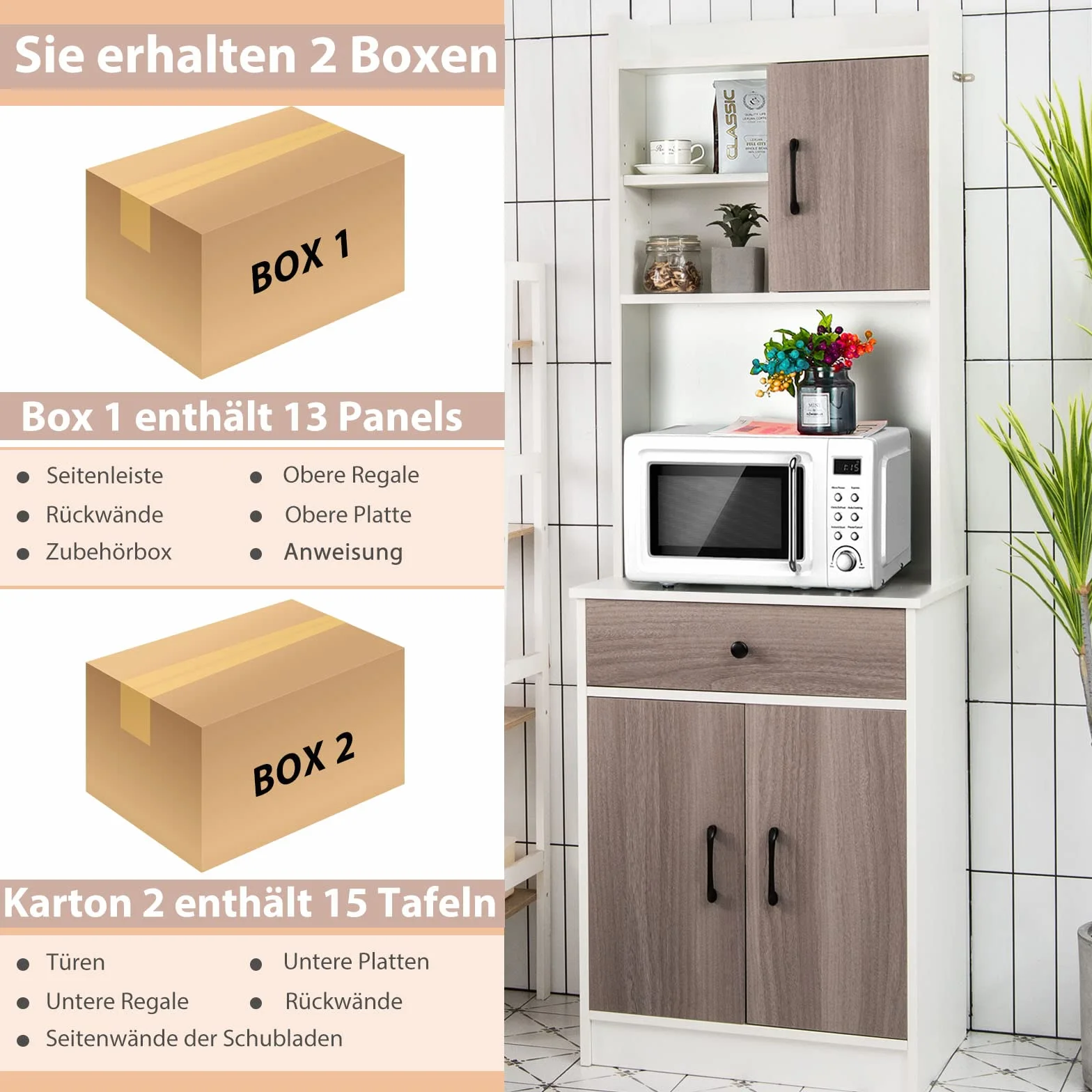 GOPLUS Szafka kuchenna wolnostojąca z szeroką szufladą i regulowanymi półkami 2 drzwi