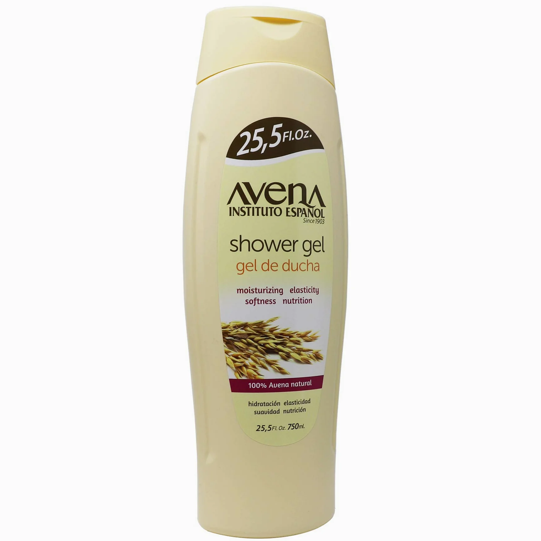 Avena Instituto Español Żel pod prysznic, nawilżający i zmiękczający, elastyczność i odżywianie, 100% naturalny owies, 2 opakowania po 25,5 l Oz każda, 2 butelki