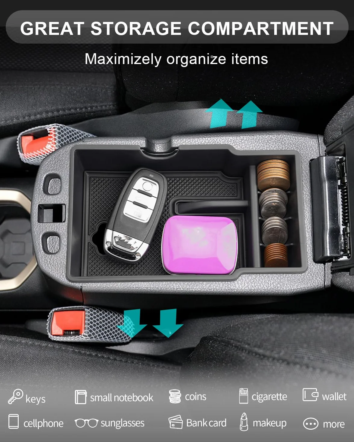 CDEFG schowek na rękawiczki podłokietnik do Jeep Renegade 2015-2024 wielofunkcyjny organizer konsoli