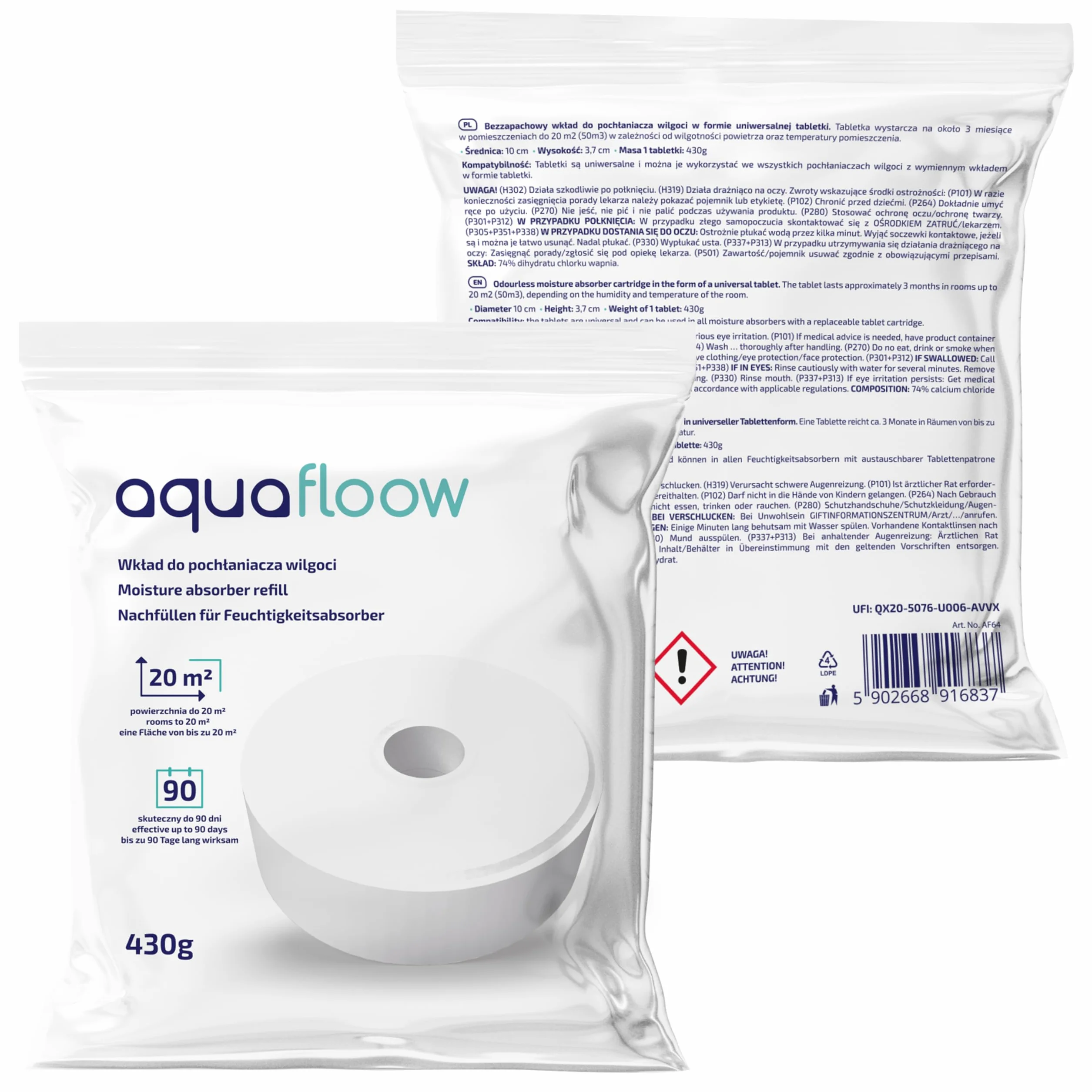 Aquafloow Tabletki uzupełniające do osuszacza AERO 360°, 4 sztuki
