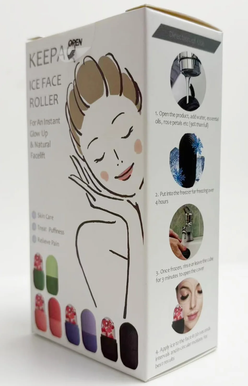 Ice Roller, Ice Roller for Face and Eyes, Ice Face Roller and Gua Sha, Silikon Rolka do lodu do Twarzy, Skutecznie Złagodzić Opuchliznę, Zmniejsza Pory, Napięte Zmarszczki i Analgesiate Hydrate