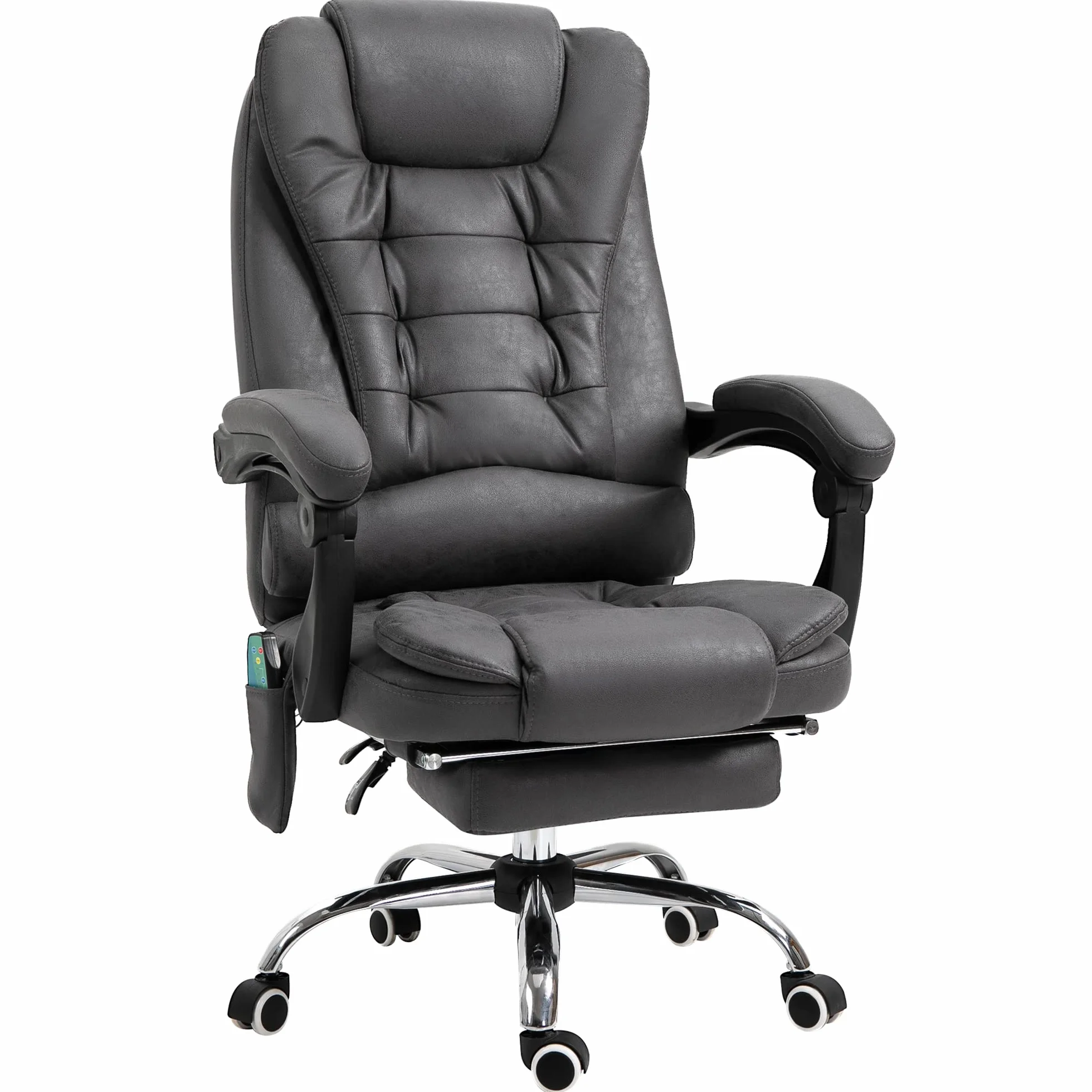 Vinsetto Ergonomiczne krzesło biurowe z masażem, ogrzewaniem, podnóżkiem, regulacja wysokości, szare