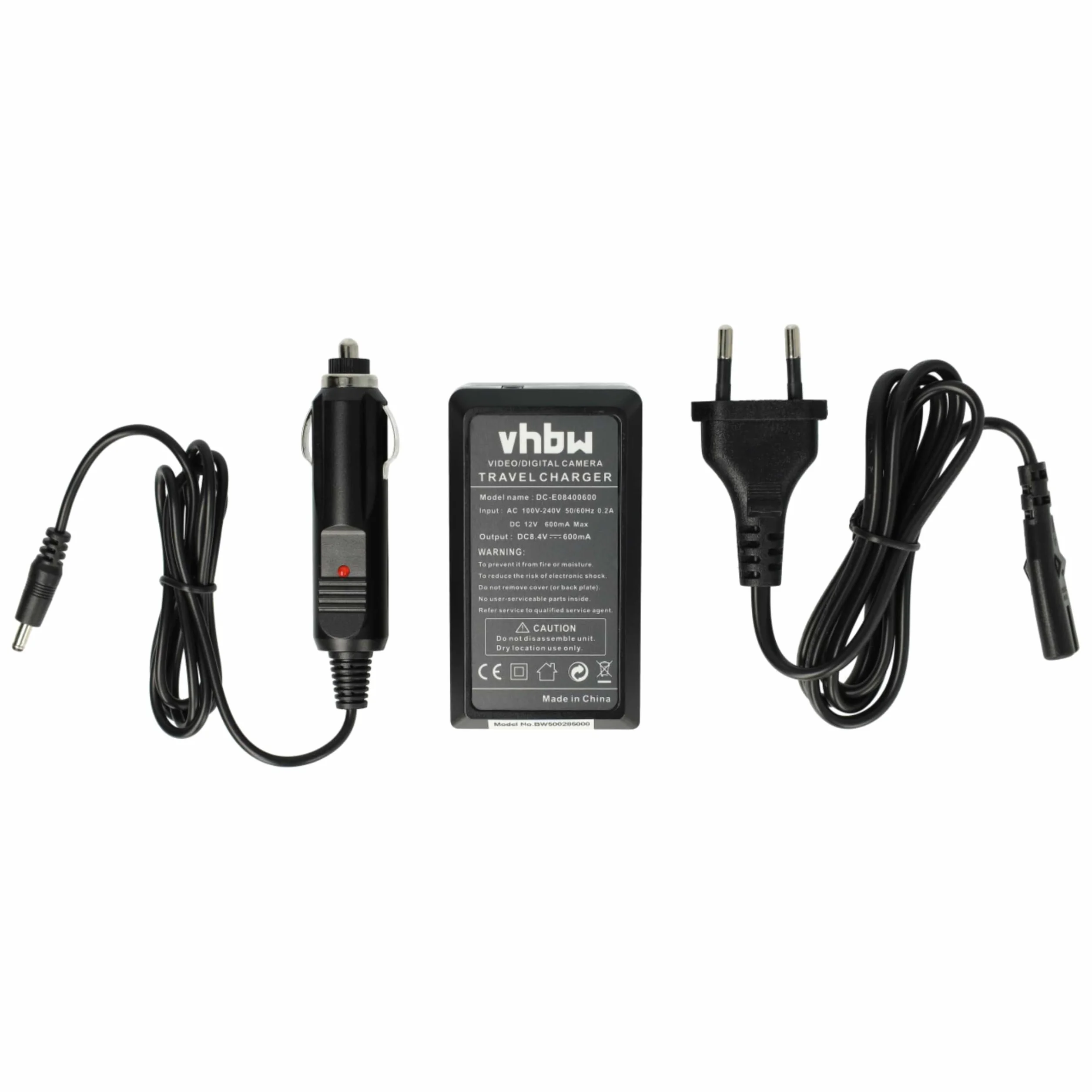 vhbw Ładowarka kompatybilna z Canon Legria HF M31 HD, HF M36 HD, HF M306 HD kamera akumulator - w zestawie adapter samochodowy 12 V + wskaźnik ładowania