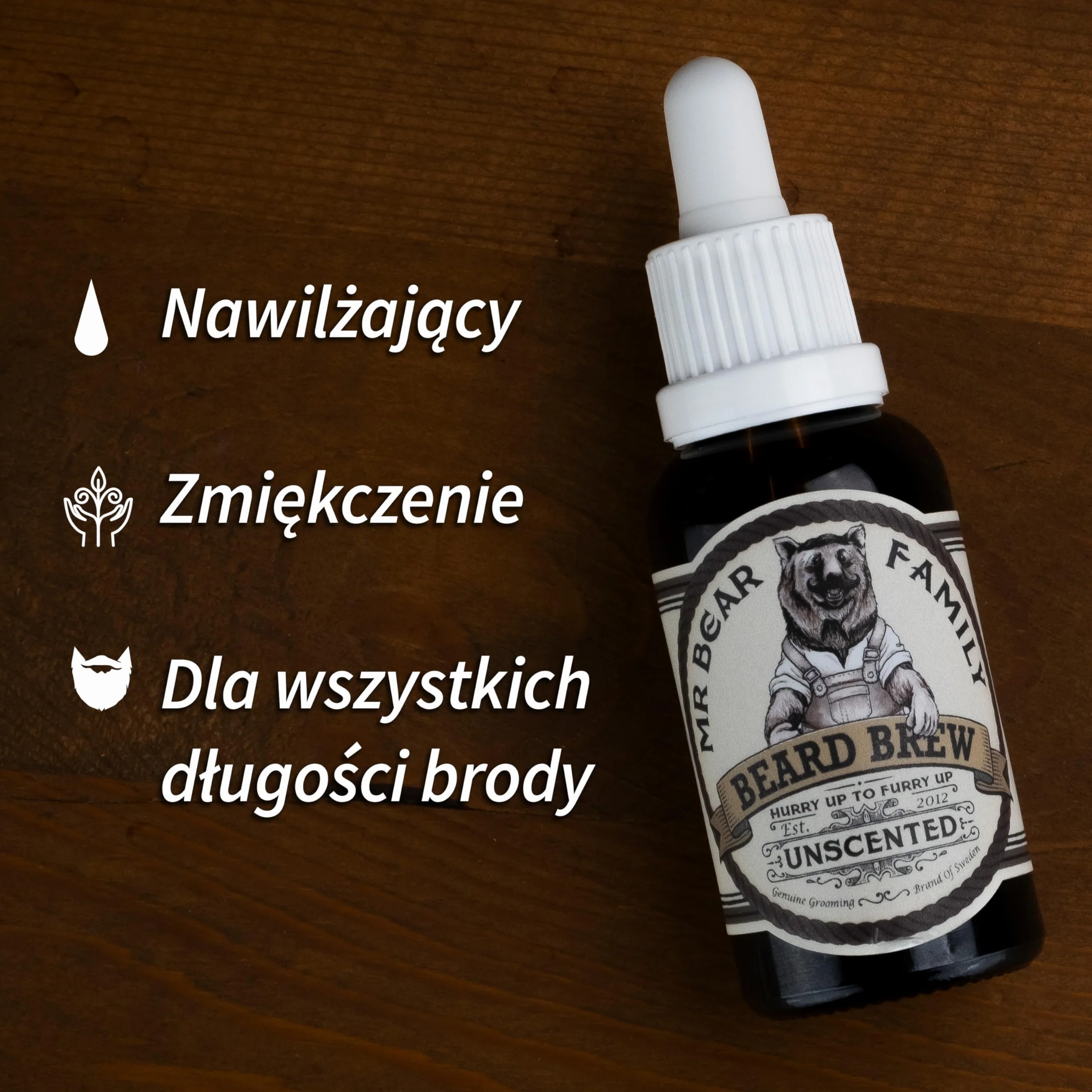 Natural Beard Oil for Men – UNSCENTED Beard Moisturizer Oil – Zawiera odżywczy jojoba + olejek arganowy – nawilżający zmiękczacz do brody dla mężczyzn dla zdrowszego wzrostu włosów 30ml