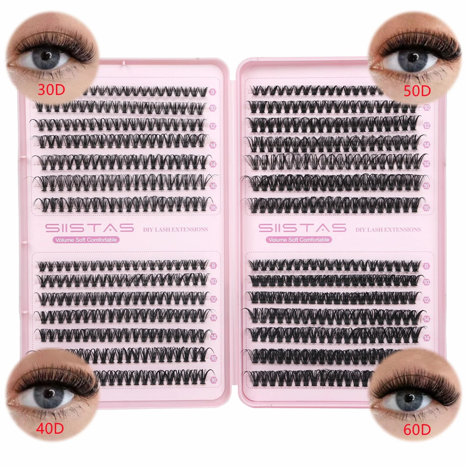Cluster Lashes 560 szt. grubych pojedynczych rzęs Wispy Lash Clusters 8-16 mm rosyjskie D Curl Lashes Indywidualne Klaster Puszyste Pojedyncze Naturalne rzęsy Wielokrotnego użytku Przedłużanie rzęs w