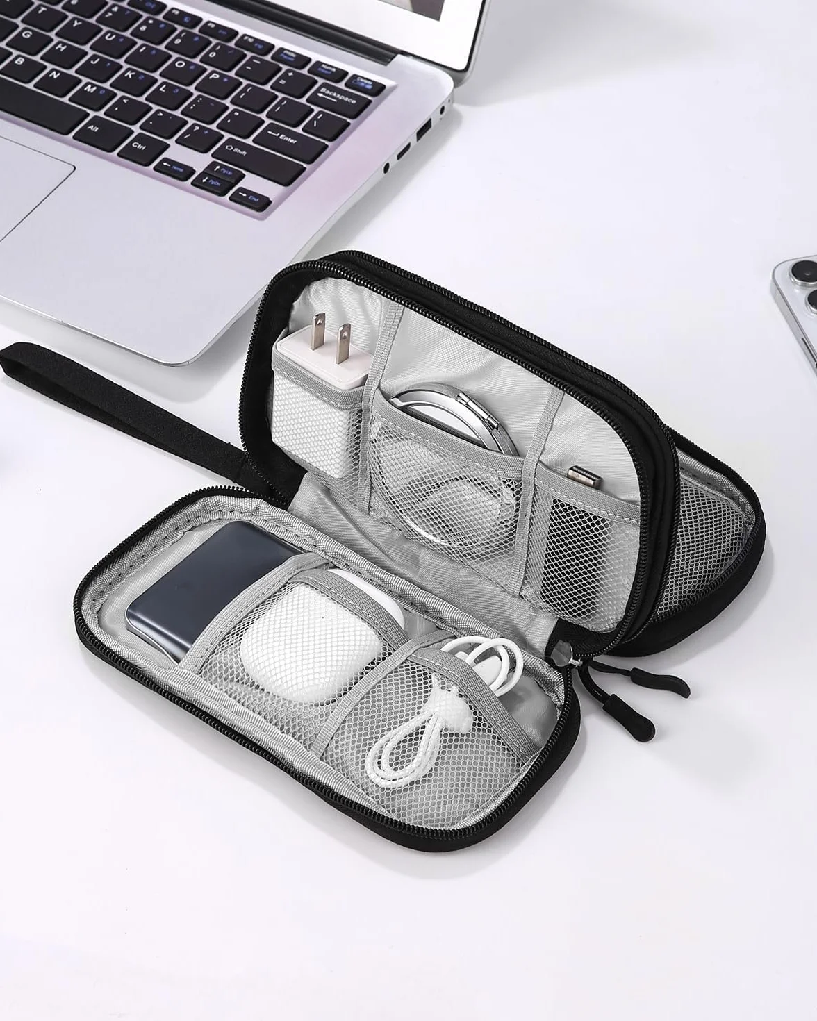 Torba na kable, torba na elektronikę, organizer na kable, torba podróżna na zasilacz, kabel, ładowarkę, powerbank, pamięć USB, organizer podróżny na kabel do ładowania telefonu komórkowego Akcesoria