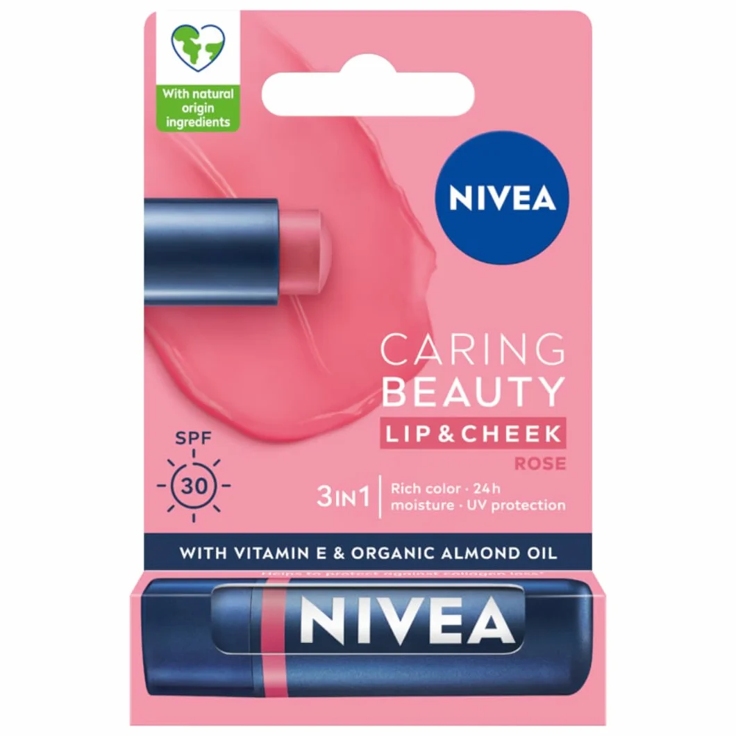 NIVEA Pielęgnująca pomadka do ust Caring Beauty 3w1 Rose 4,8 g